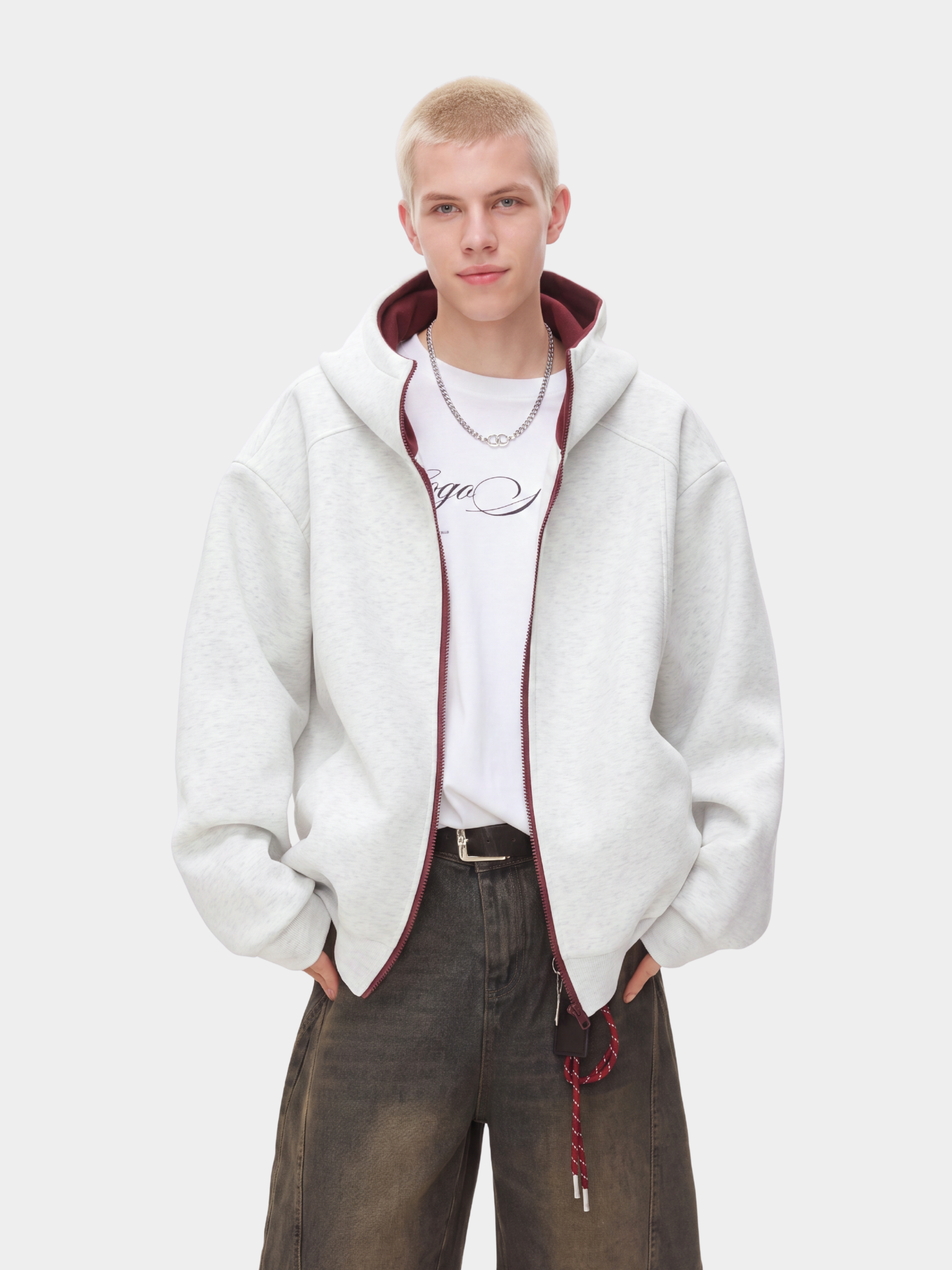 NeckVeil - Men's Contrast Color High Neck Zip-Up Jacket