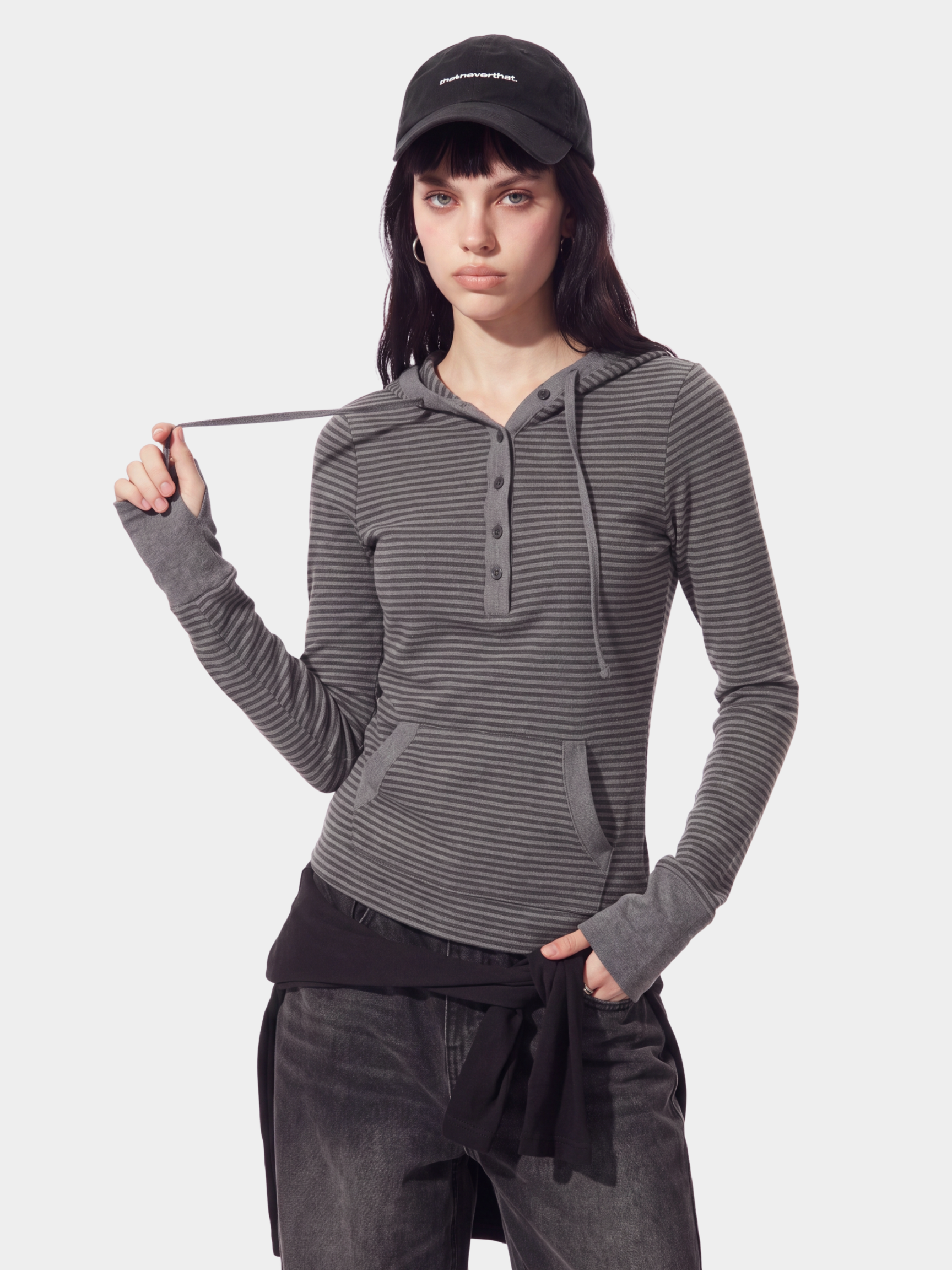 SlimDrift - Women's Striped Slim-Fit Hooded Long Sleeve T-Shirt