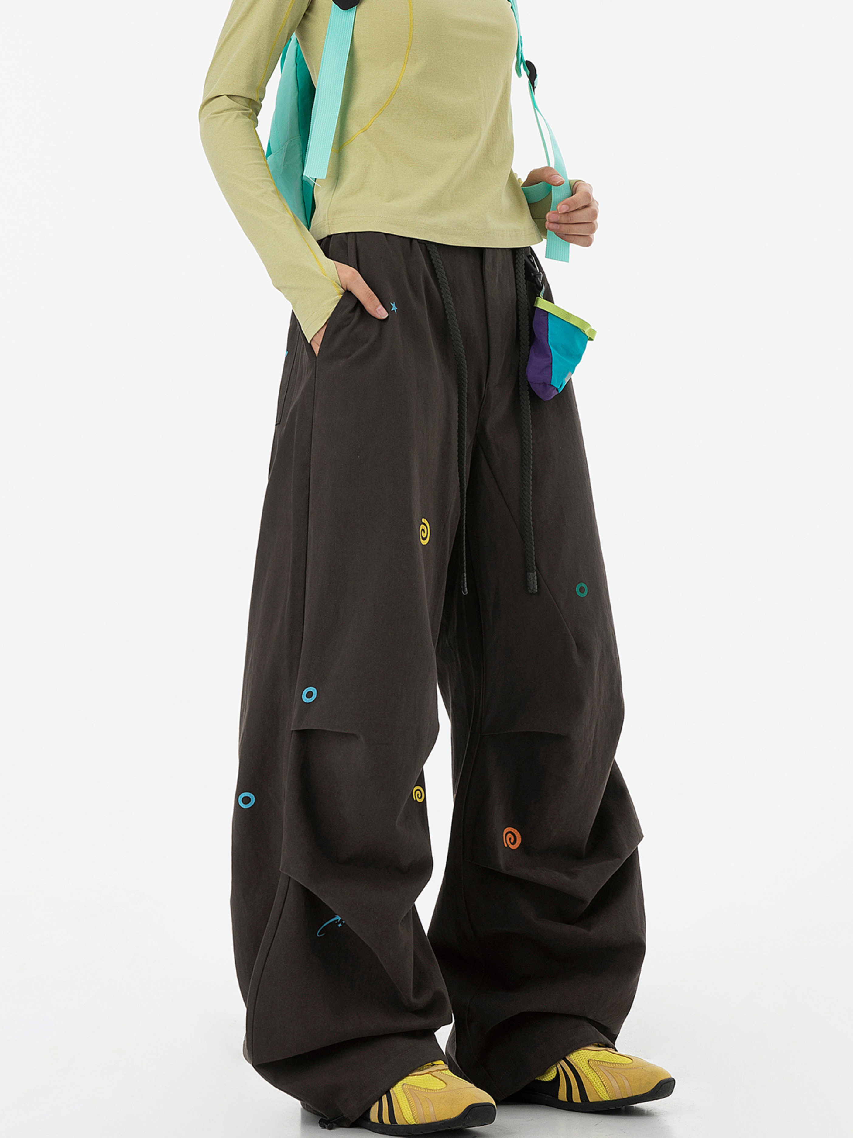 FrostTop - Women's Pure Cotton Straight-Leg Curved Pleat Paratrooper Pants