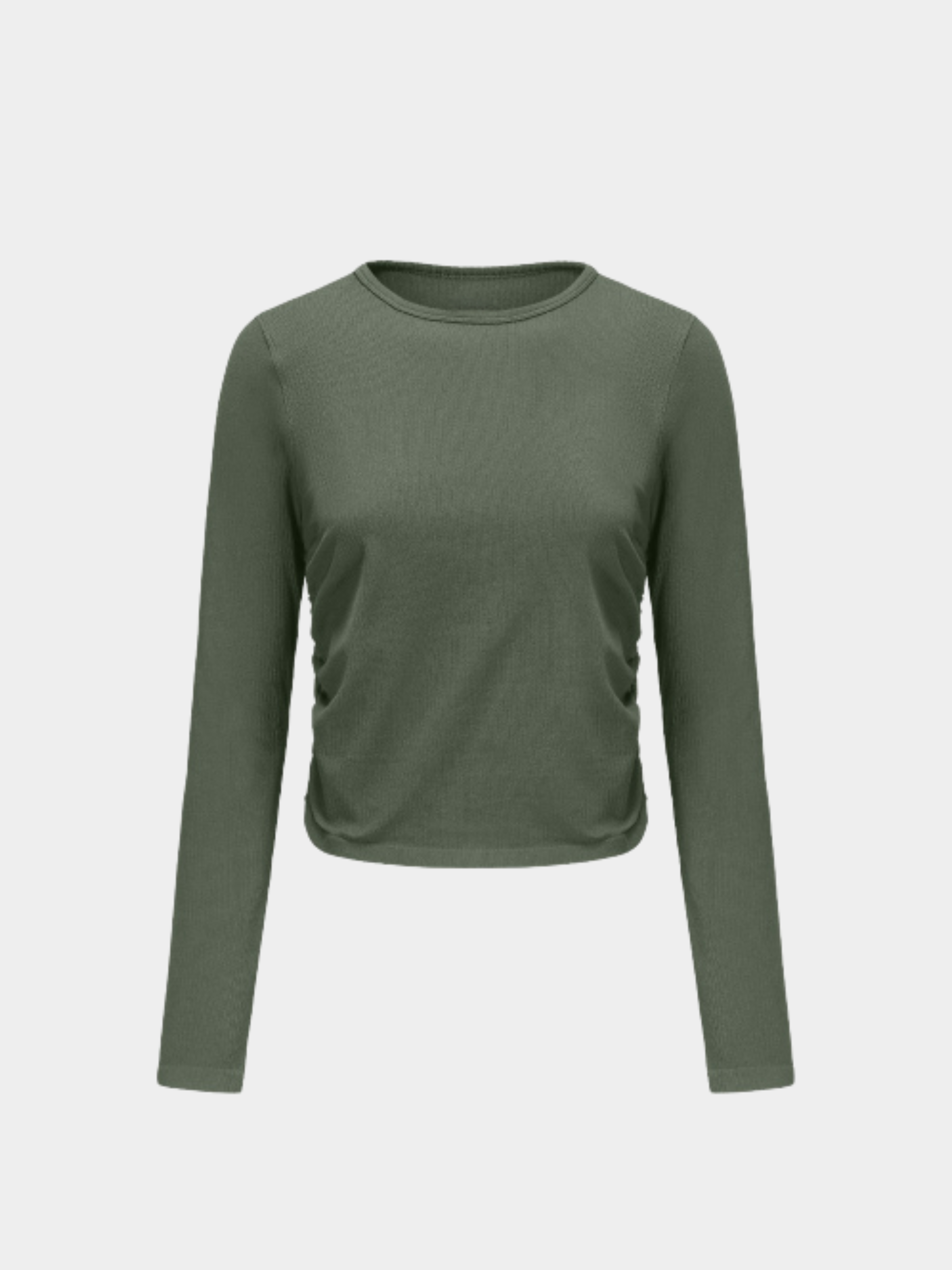 Cavegap - Women's Ruched Ribbed Slim-Fit Sports Tee