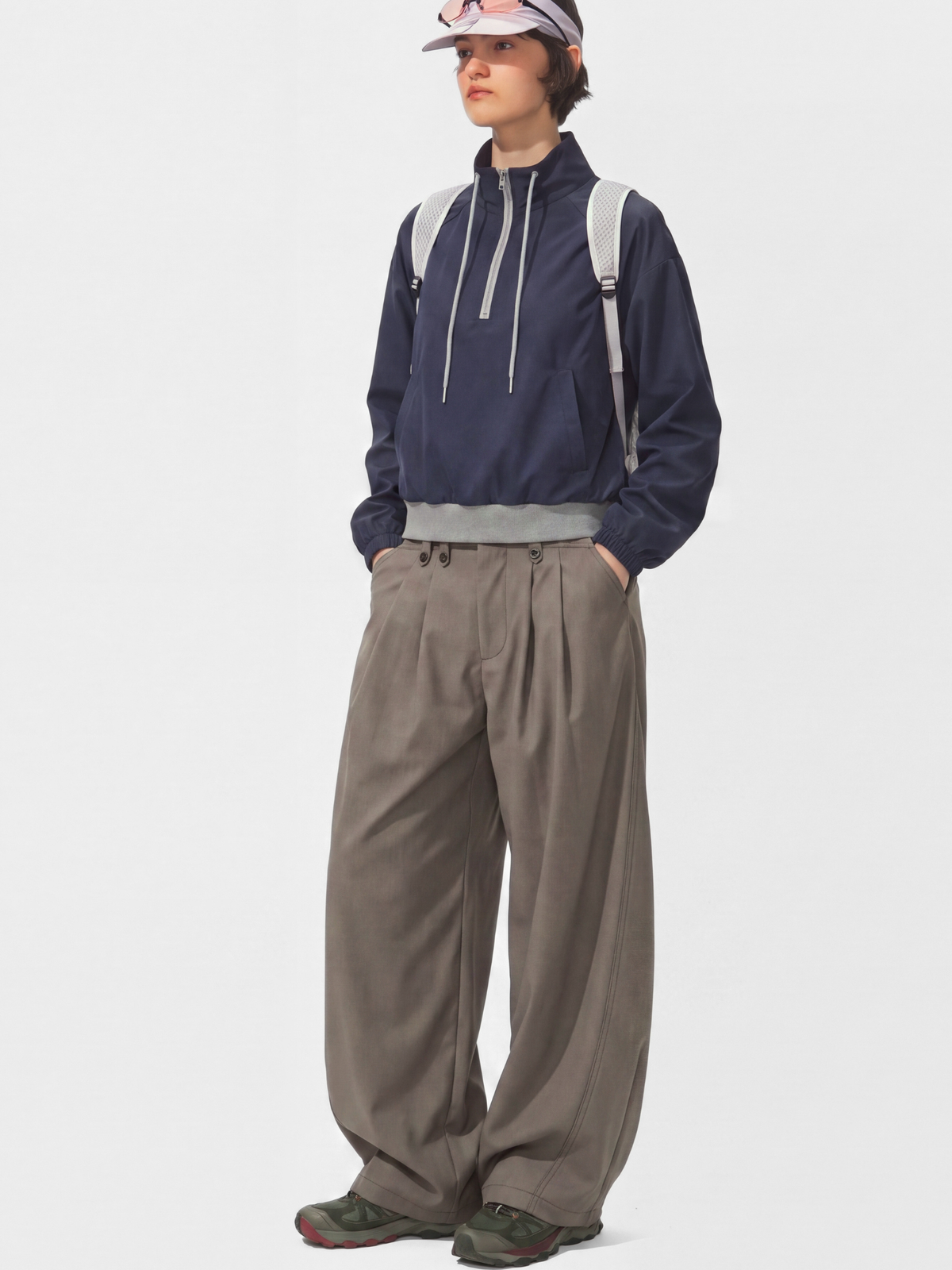 PleatCreek - Unisex Pleated Relaxed Draped Curved-Leg Pants