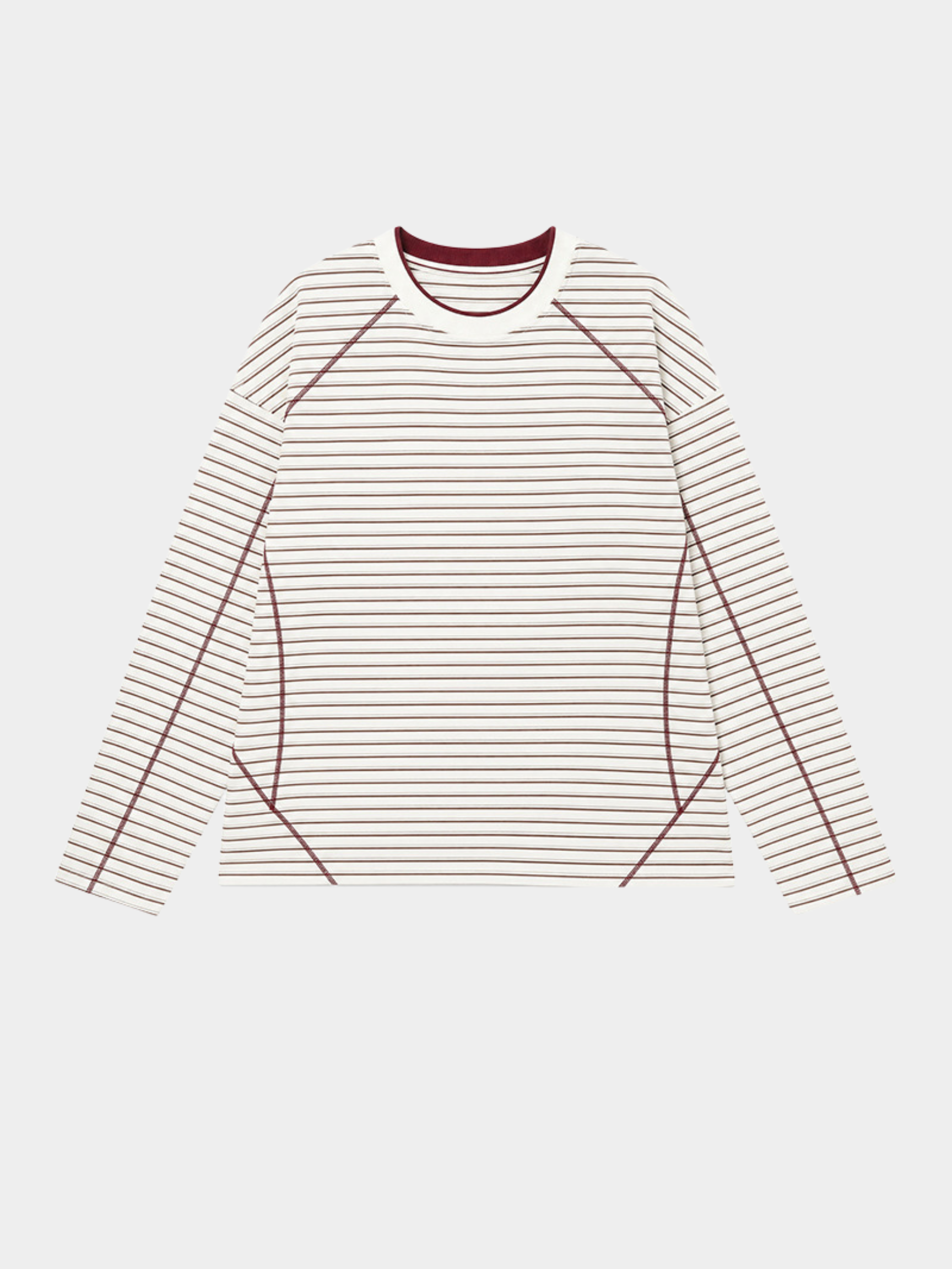 DualDrift - Color-Block Striped Crew Neck T-Shirt
