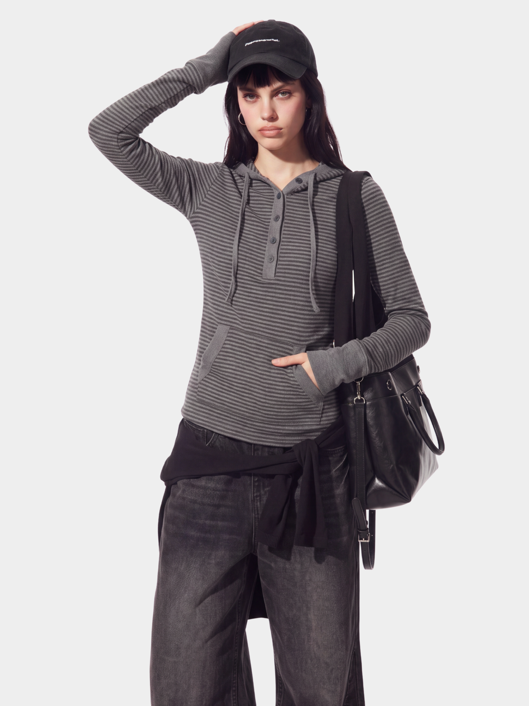 SlimDrift - Women's Striped Slim-Fit Hooded Long Sleeve T-Shirt