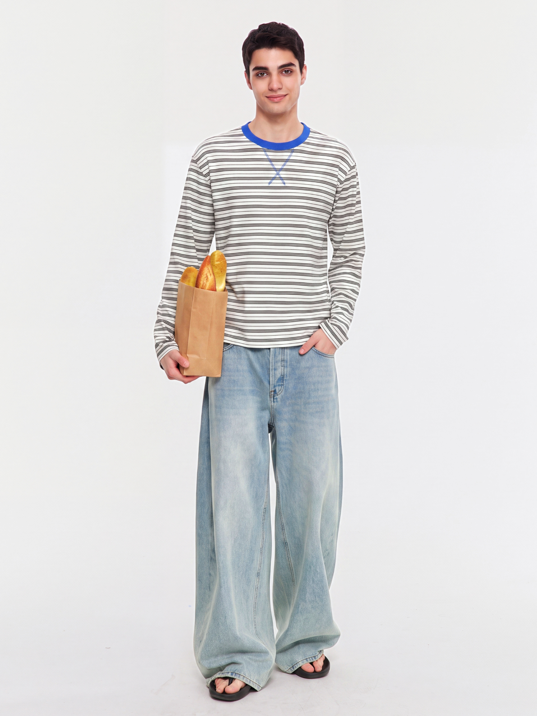LineVeil - Unisex Contrast Stripe Layering Long Sleeve Top