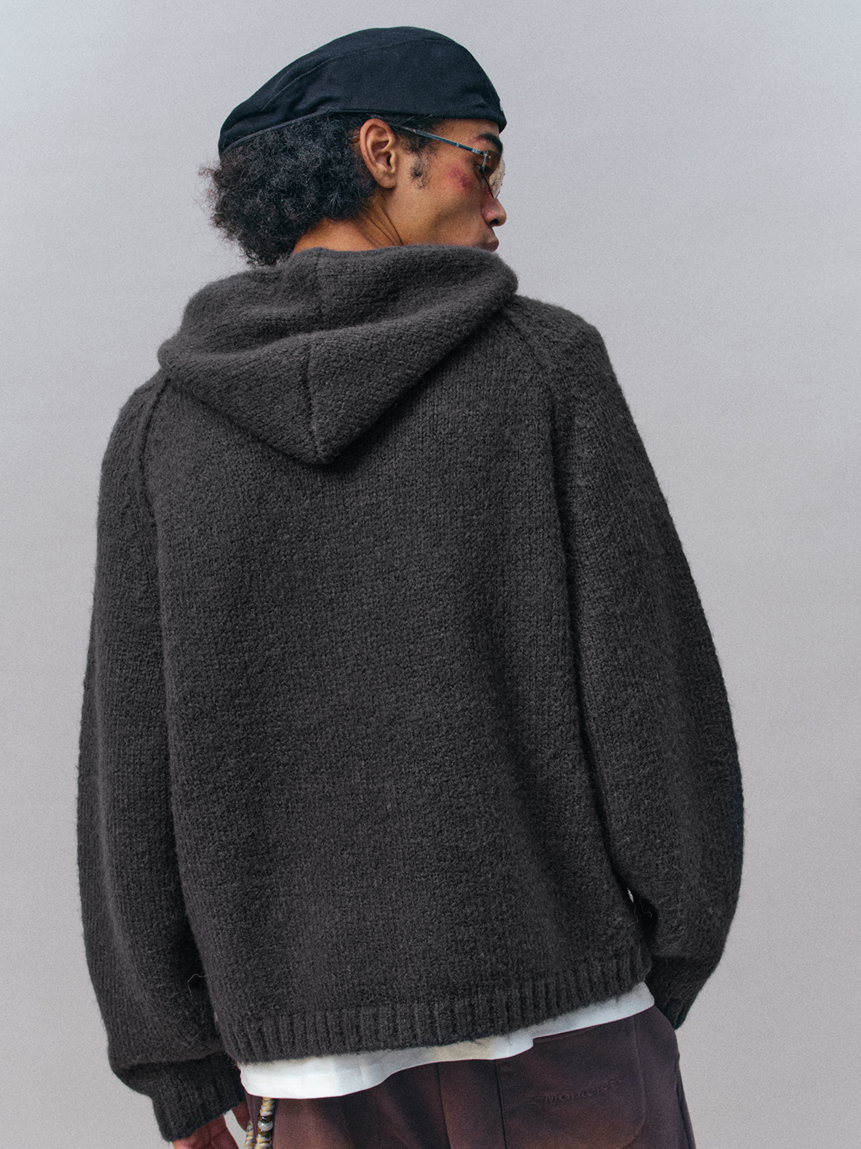 Ravensoul - Unisex Loose-Fit Zip-Up Hooded Knit Sweater