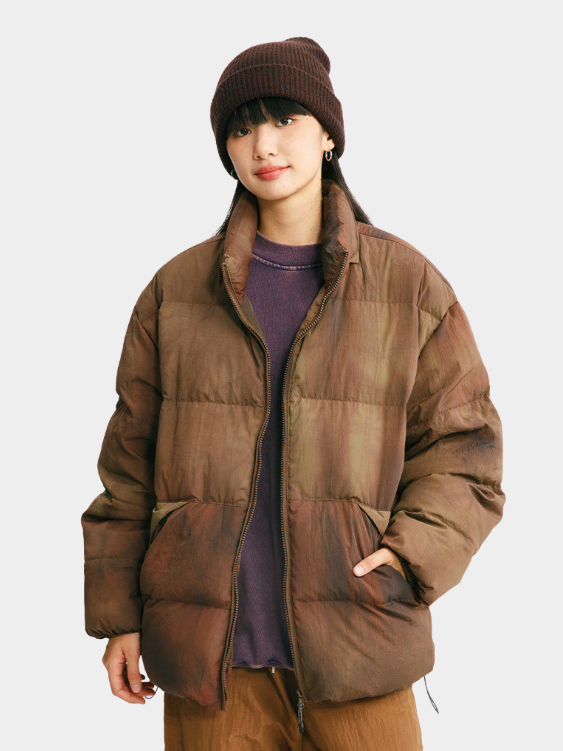 BluffTrail - Unisex 90% White Duck Down Tie-dye Detachable Hood Down Jacket GONGGAR SPORTS