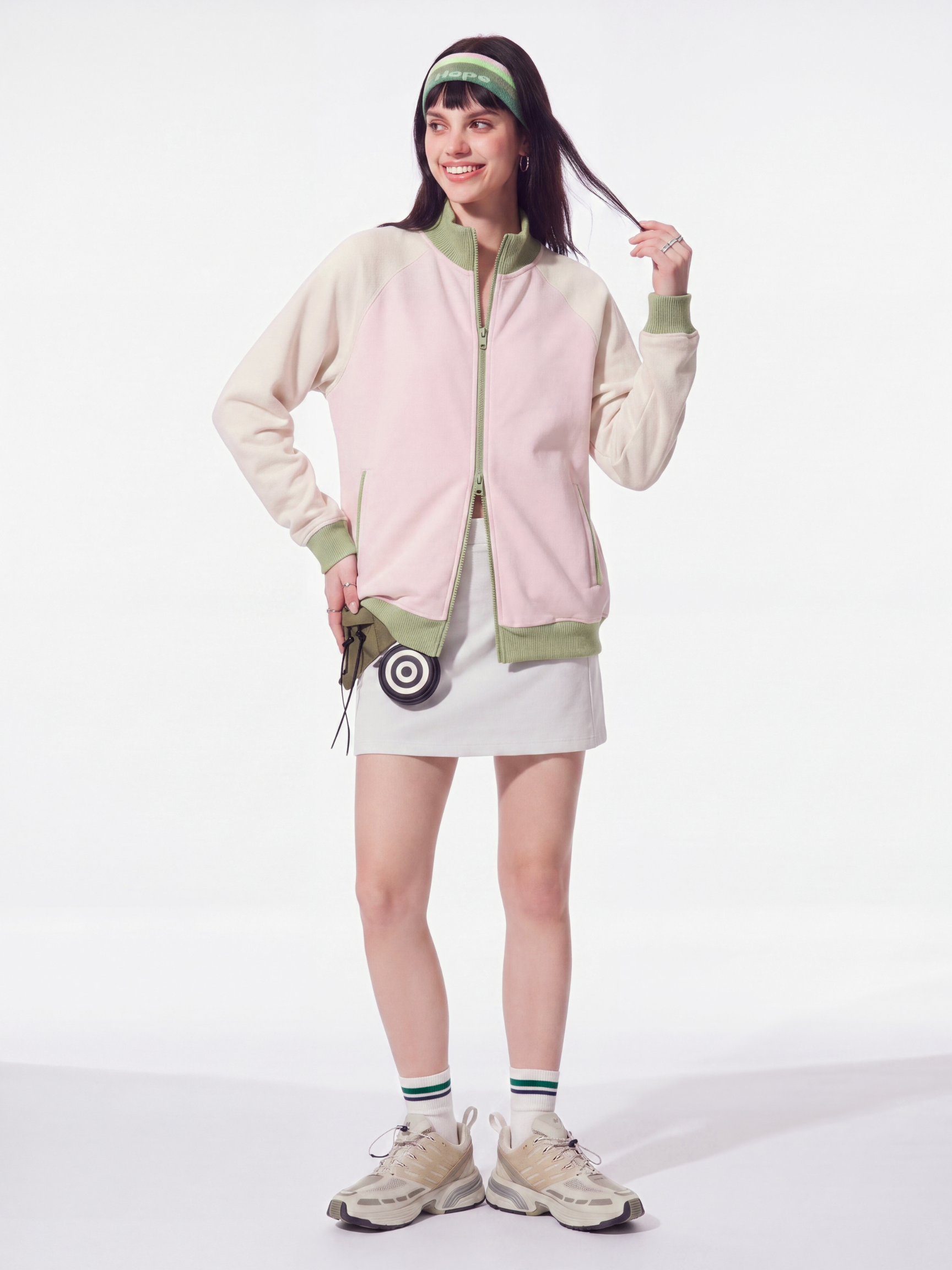 EdgeDrift - Unisex Color-Block Raglan Stand Collar Zip Jacket