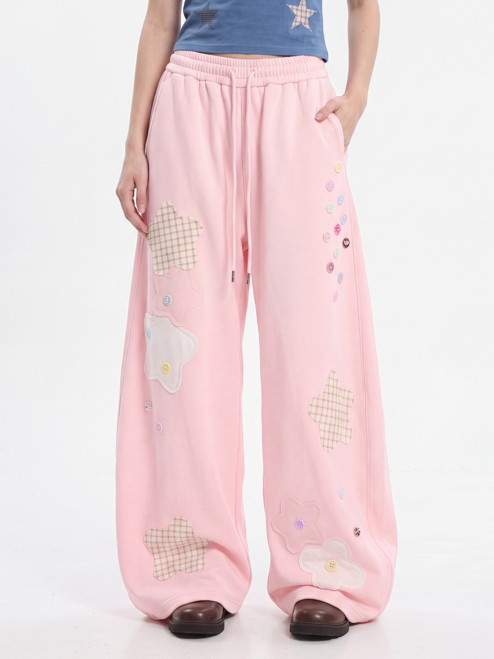 Radiance - Women's Star Patch Embroidered Relaxed Pants