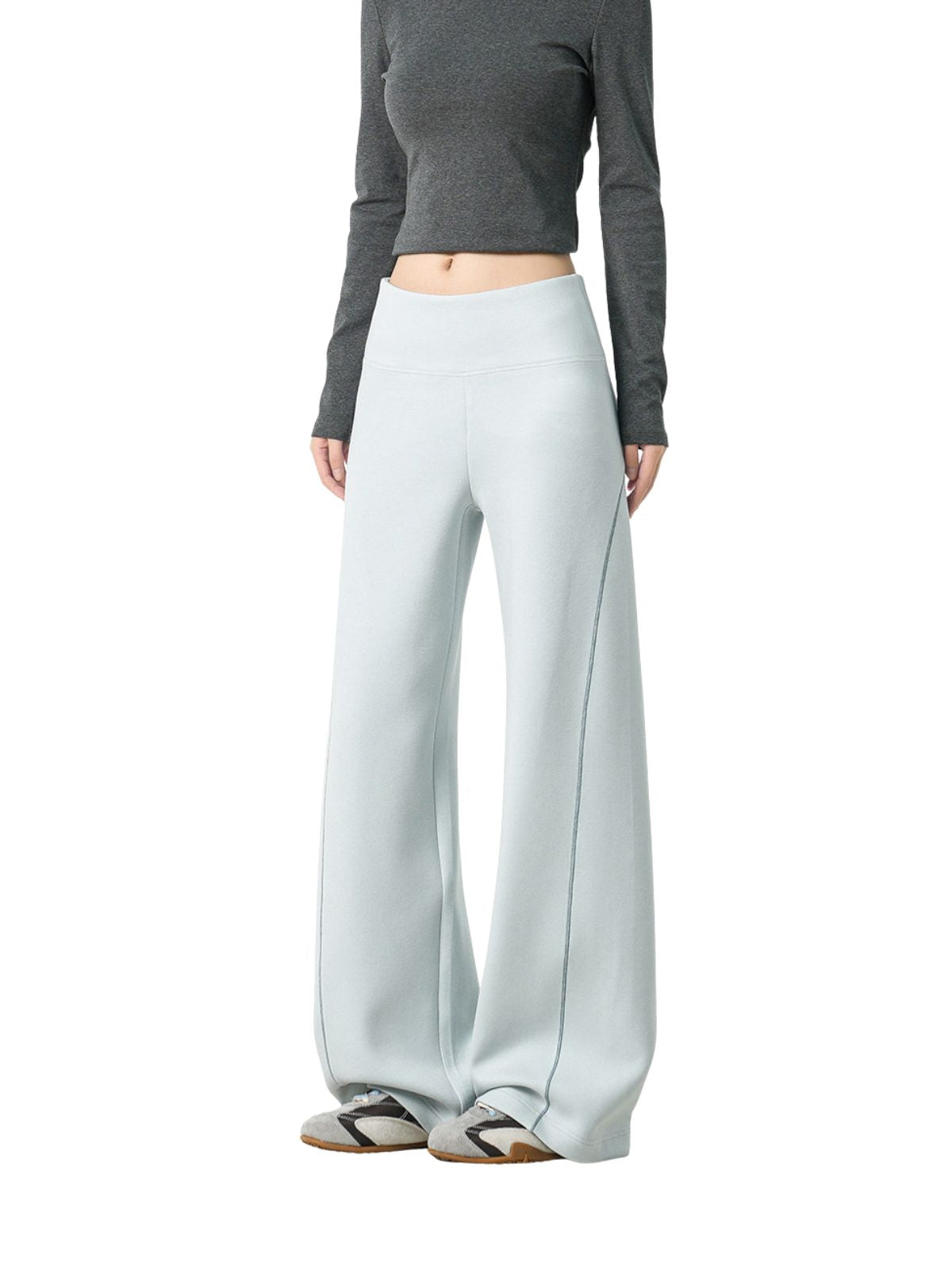 Basinpath - Women's Contrast-Stitch High-Waisted Slight-Flare Pants