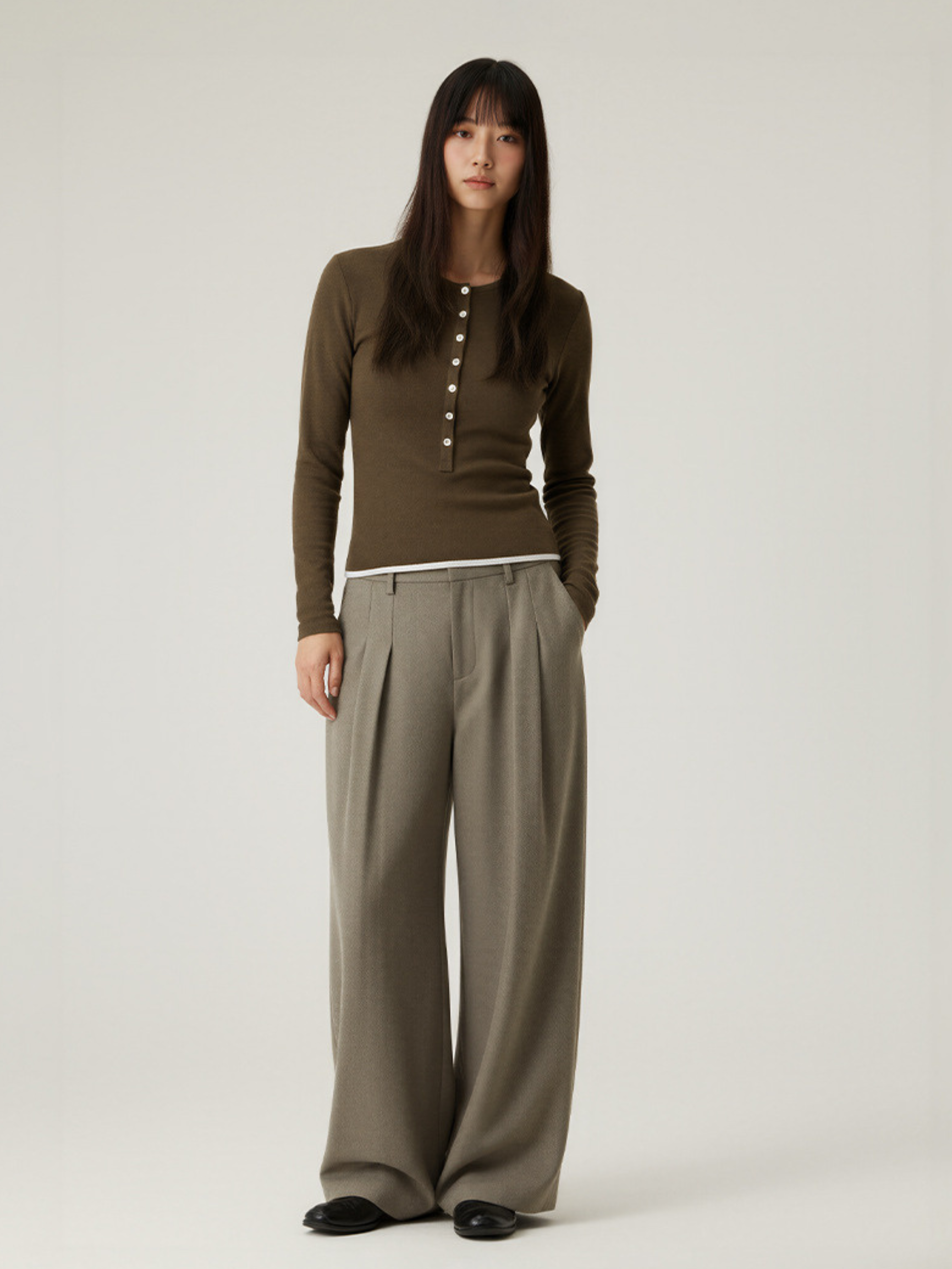 Echo - Women's TENCEL™ Henley Neck Slim-Fit Long Sleeve Tee