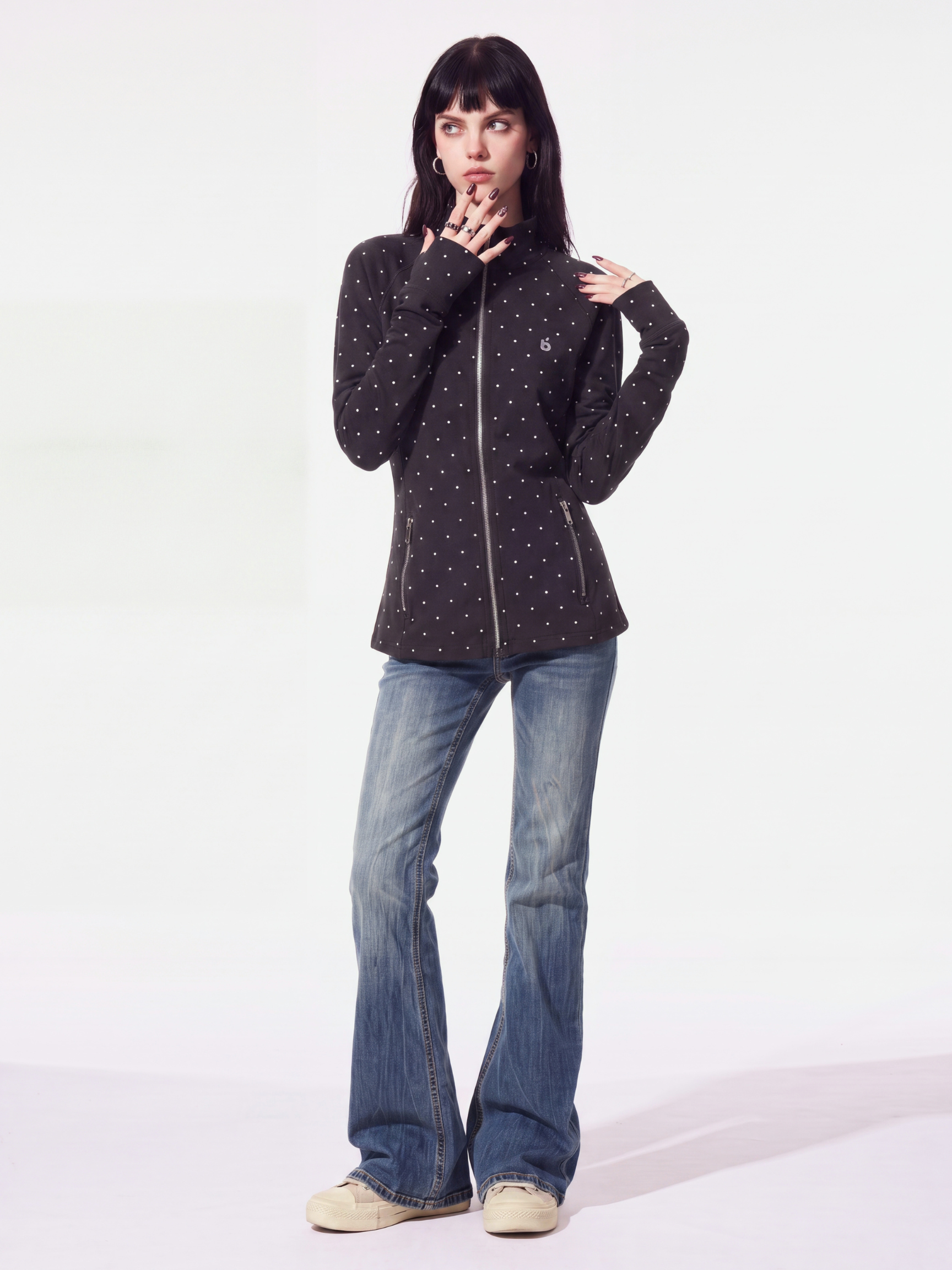PolkaVeil - Women's UPF 50+ Polka Dot Fitted Sun Protection Jacket