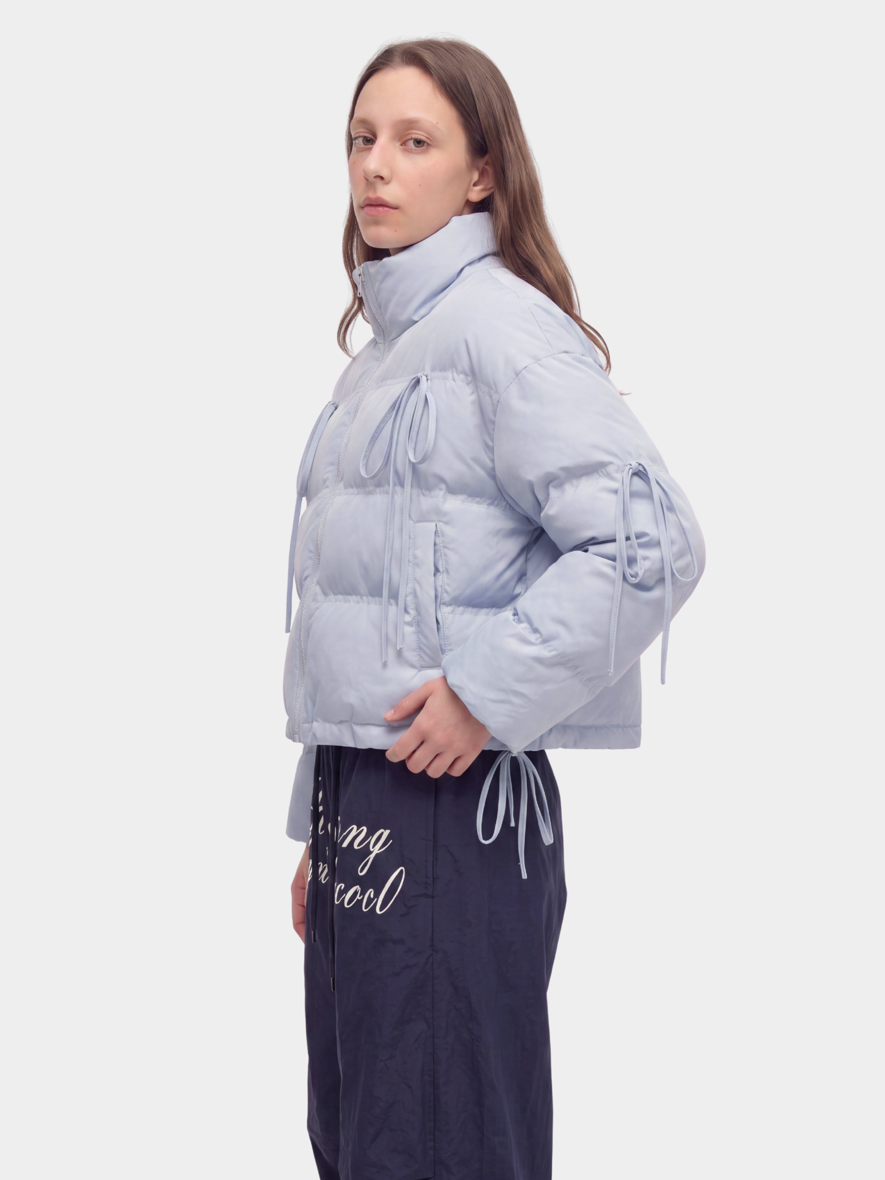 RavenMark - Women‘s Tassel Tie-Front Short Padded Jacket