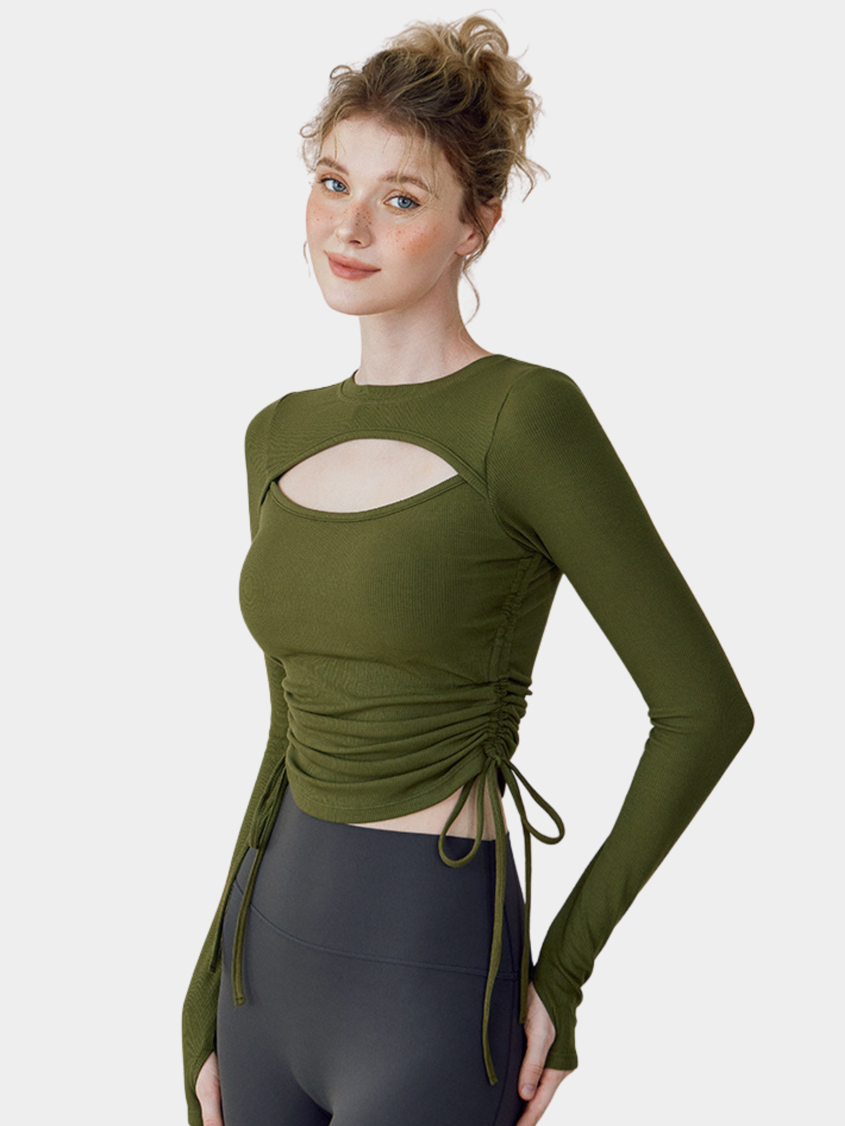 Ashbluff - Women's Hollow-Out Knit Built-In Bra Pads Base Layer Top