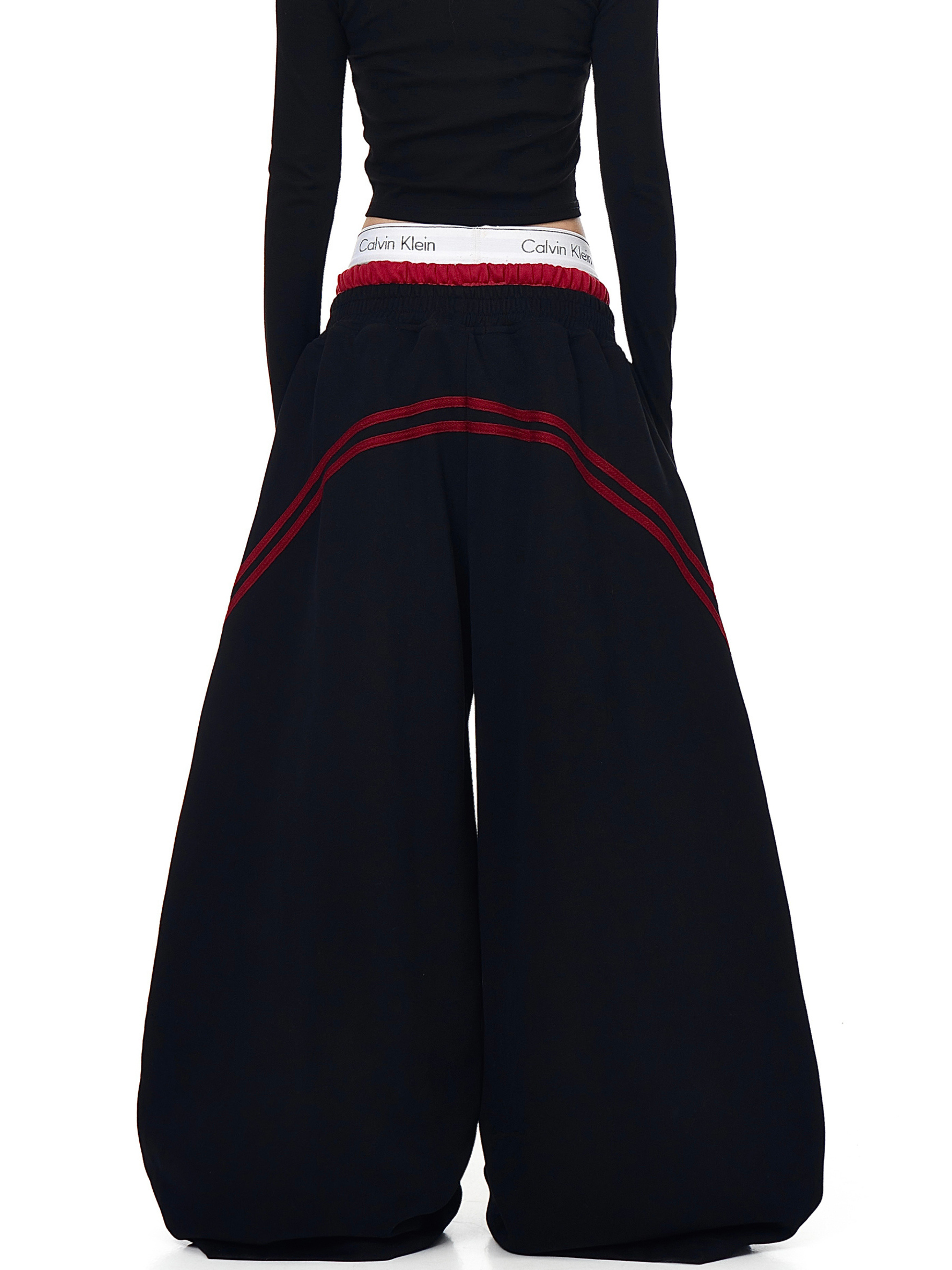 Iceveil -Women's Double-Waist Blade-Cut Wide-Leg Sweatpants