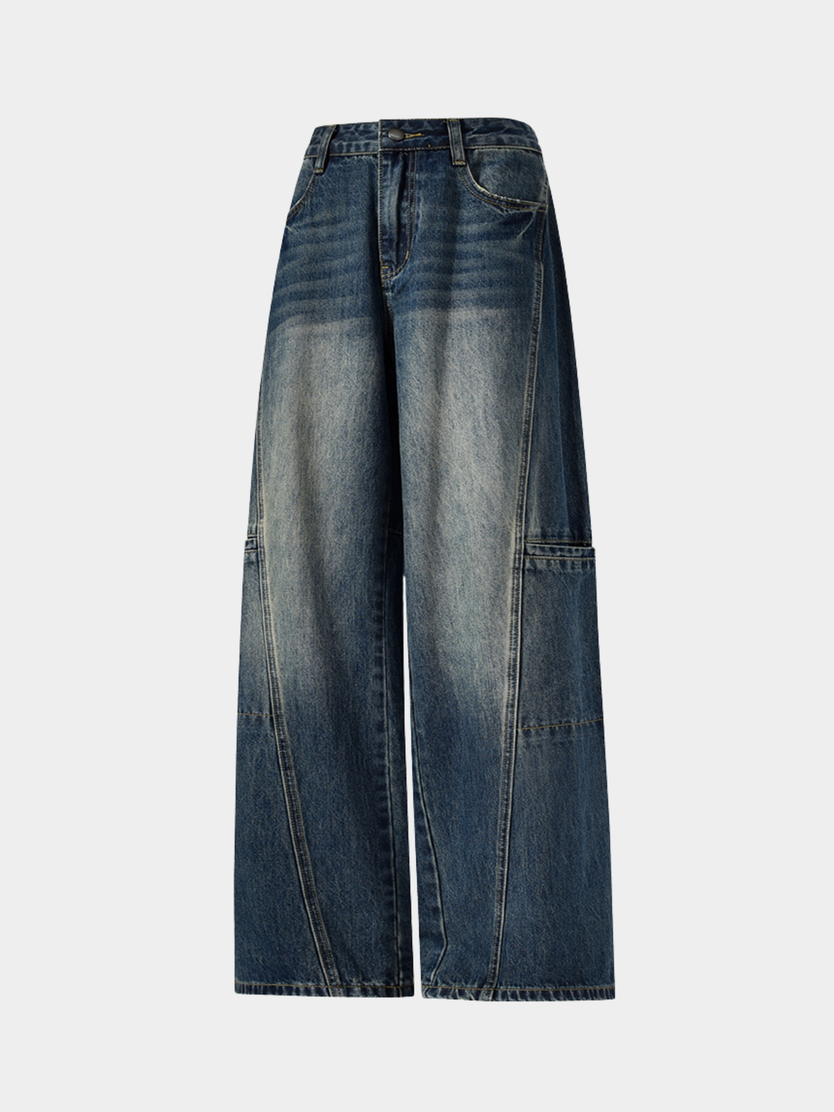 Highreach - Women's Oversized Pocket Straight-Leg Deconstructed Jeans
