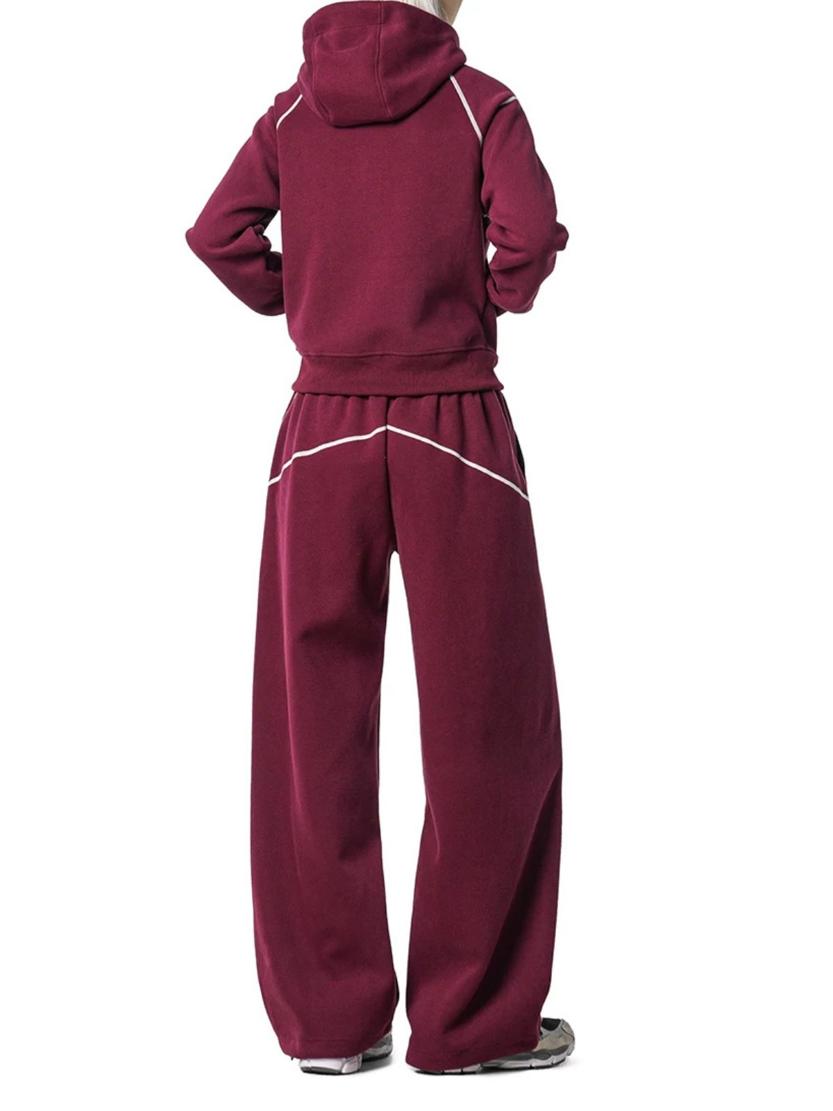 HawkSoar - Women's Contrast-Stitch Cropped Jacket & Wide-Leg Pants Set