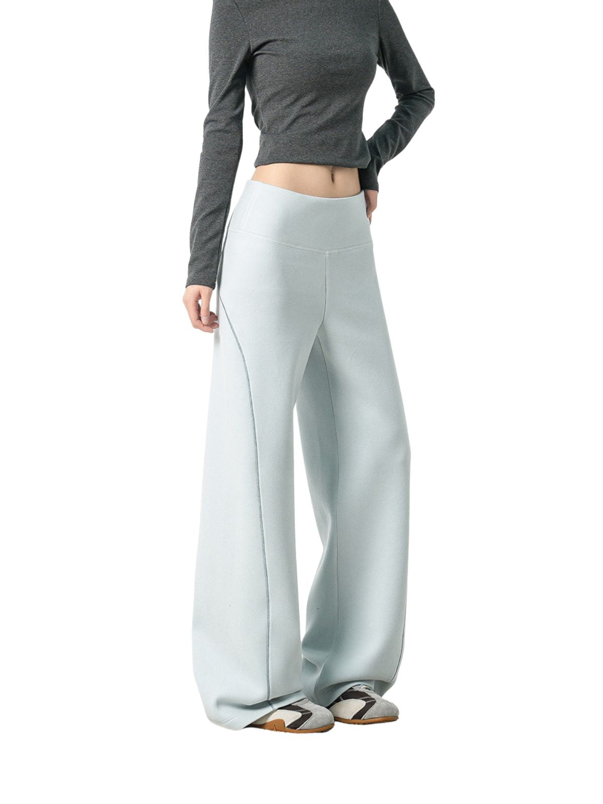 Basinpath - Women's Contrast-Stitch High-Waisted Slight-Flare Pants