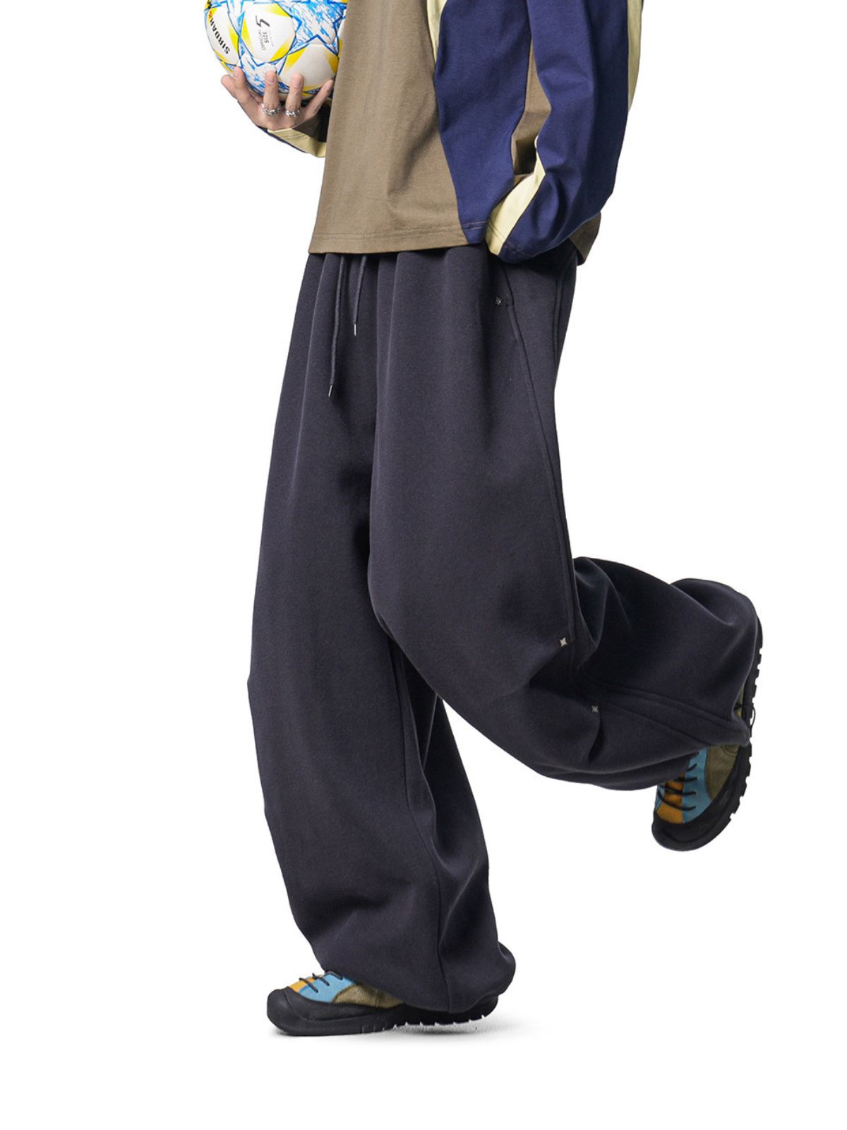 Reachpeak - Unisex Rivet-Detail Pleated Draped Paratrooper Sweatpants