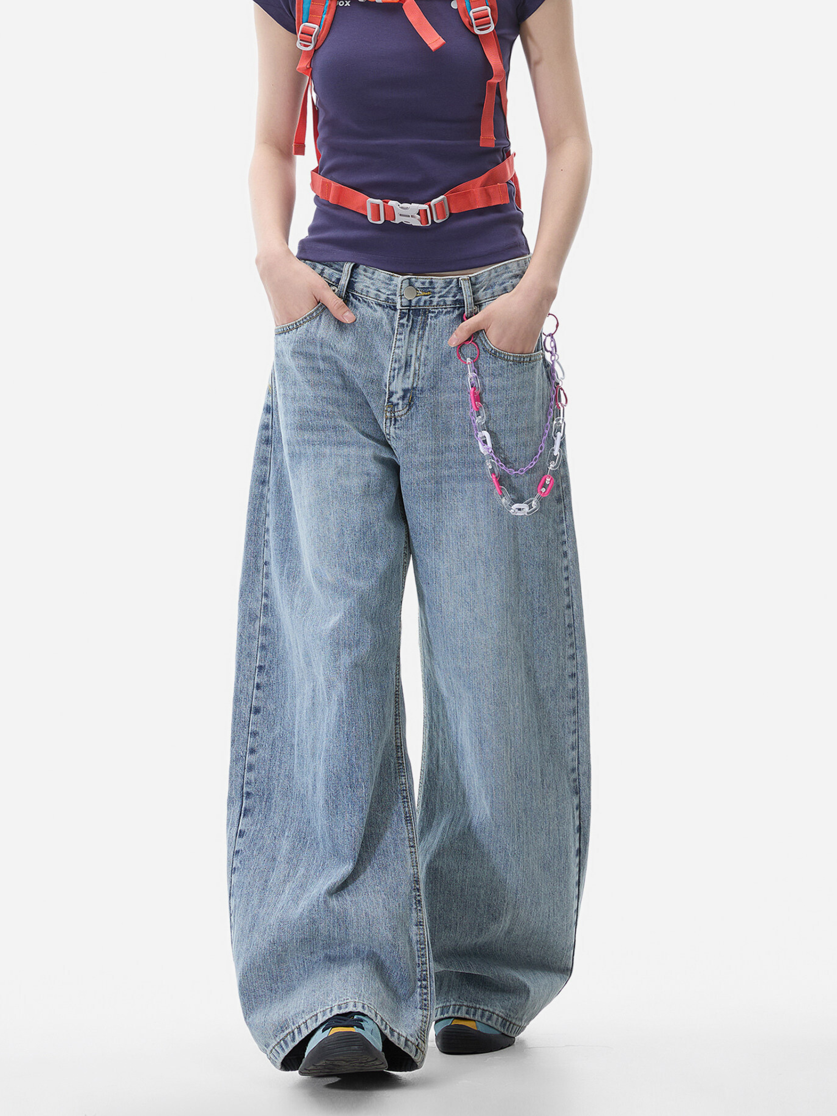 LowFell - Women's Washed Relaxed Straight-Leg Denim Jeans