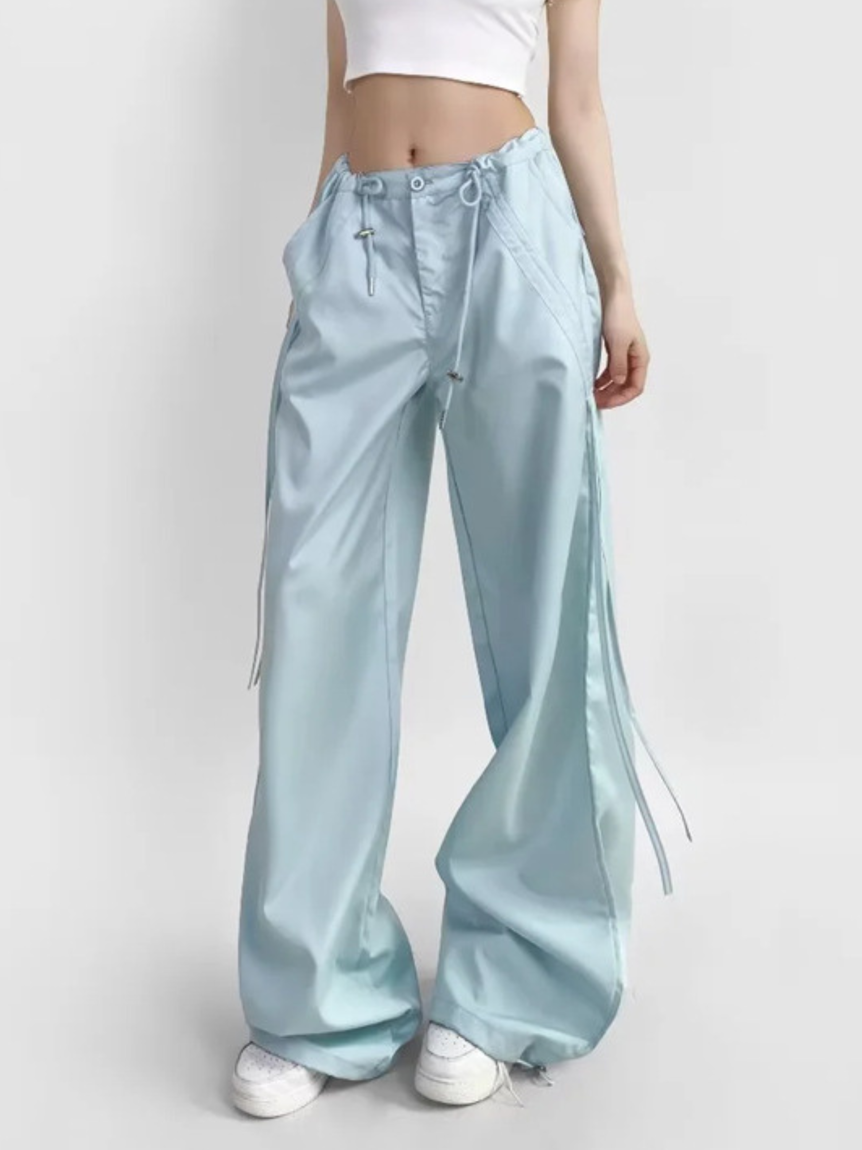 ThornPath - Women's Drawstring Tie Double-Pocket Loose-Fit Pants