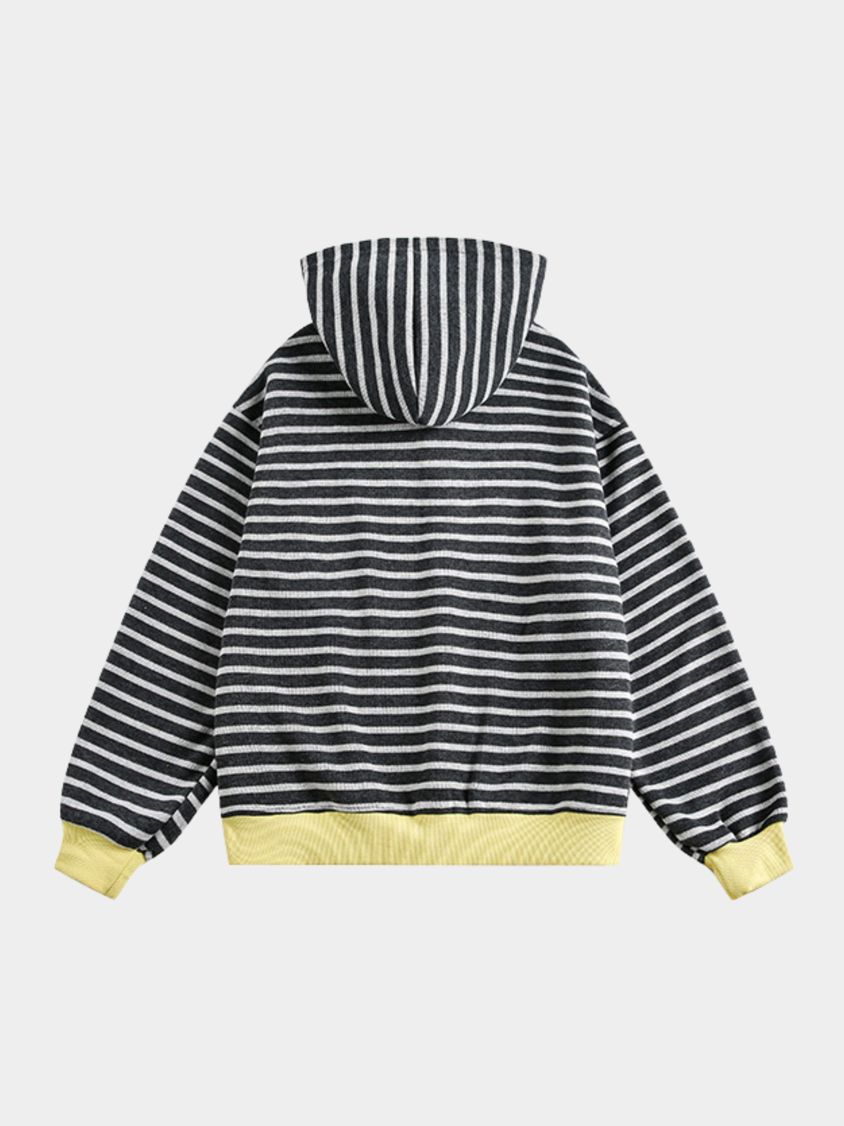 Ashrise - Unisex Striped Color-Block Hooded Zip-Up Sweatshirt