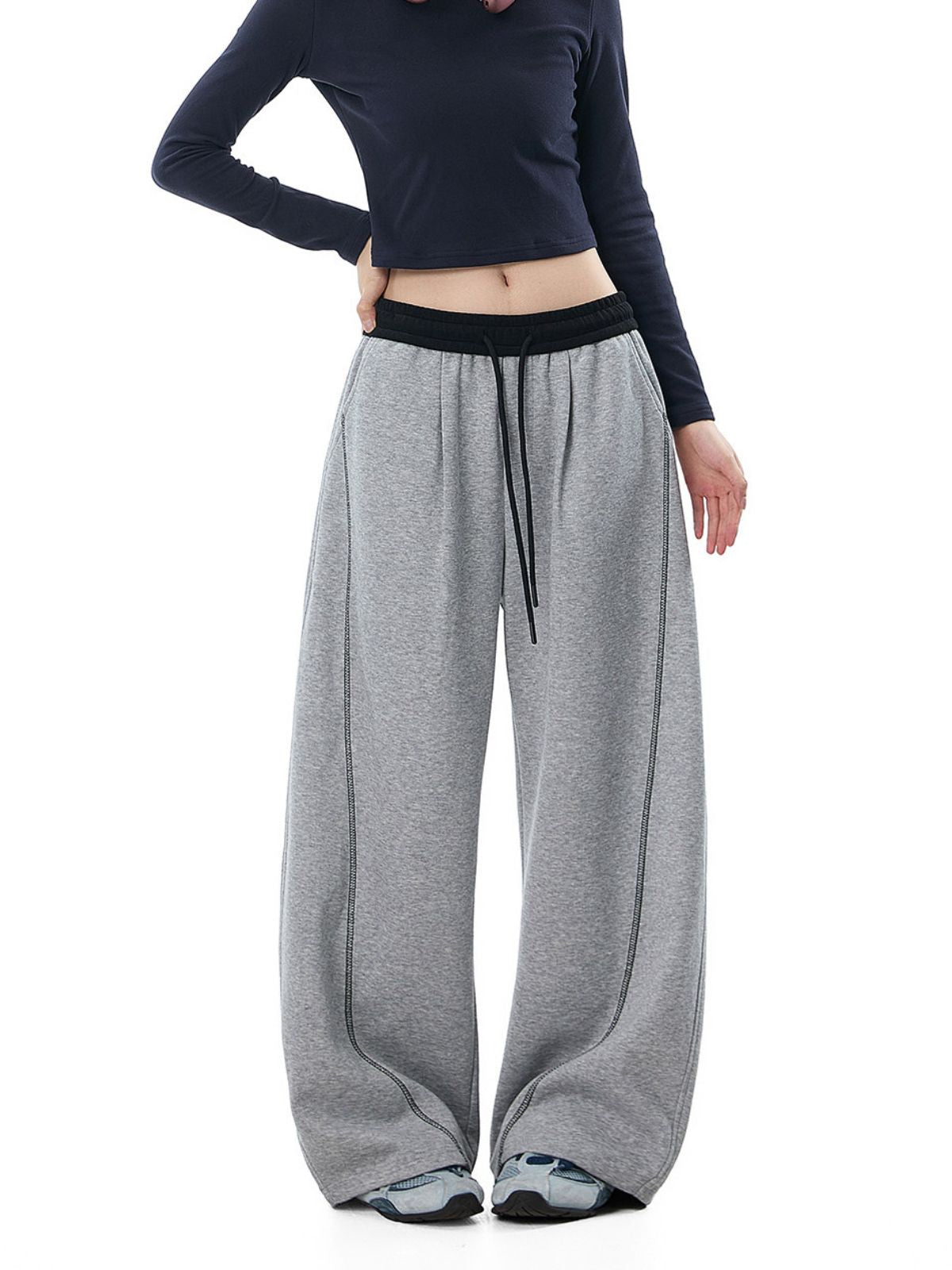 DustCloud - Women's Color-Block Curved-Leg Relaxed Sweatpants