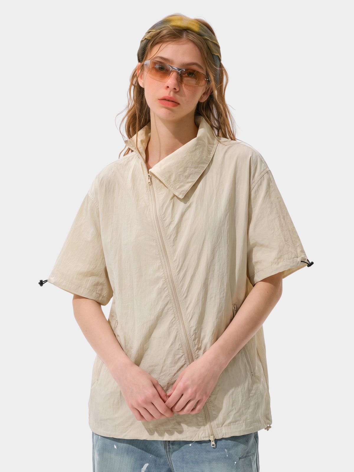 Cavevein - Asymmetric Zip Quick-Dry Stand Collar Shirt