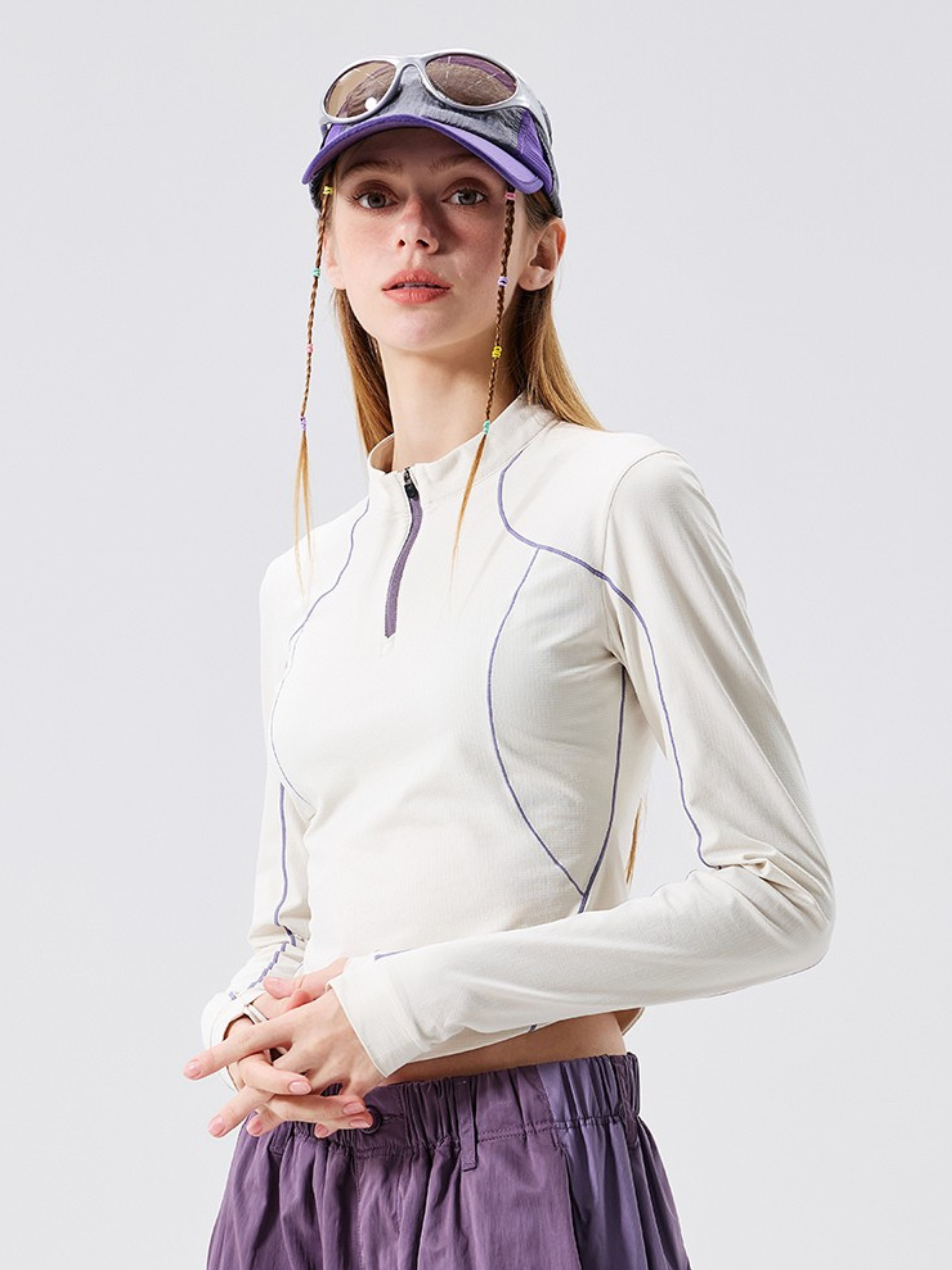 Frostthorn - Women's Half-Zip Mock Neck Yoga & Training Long Sleeve Tee