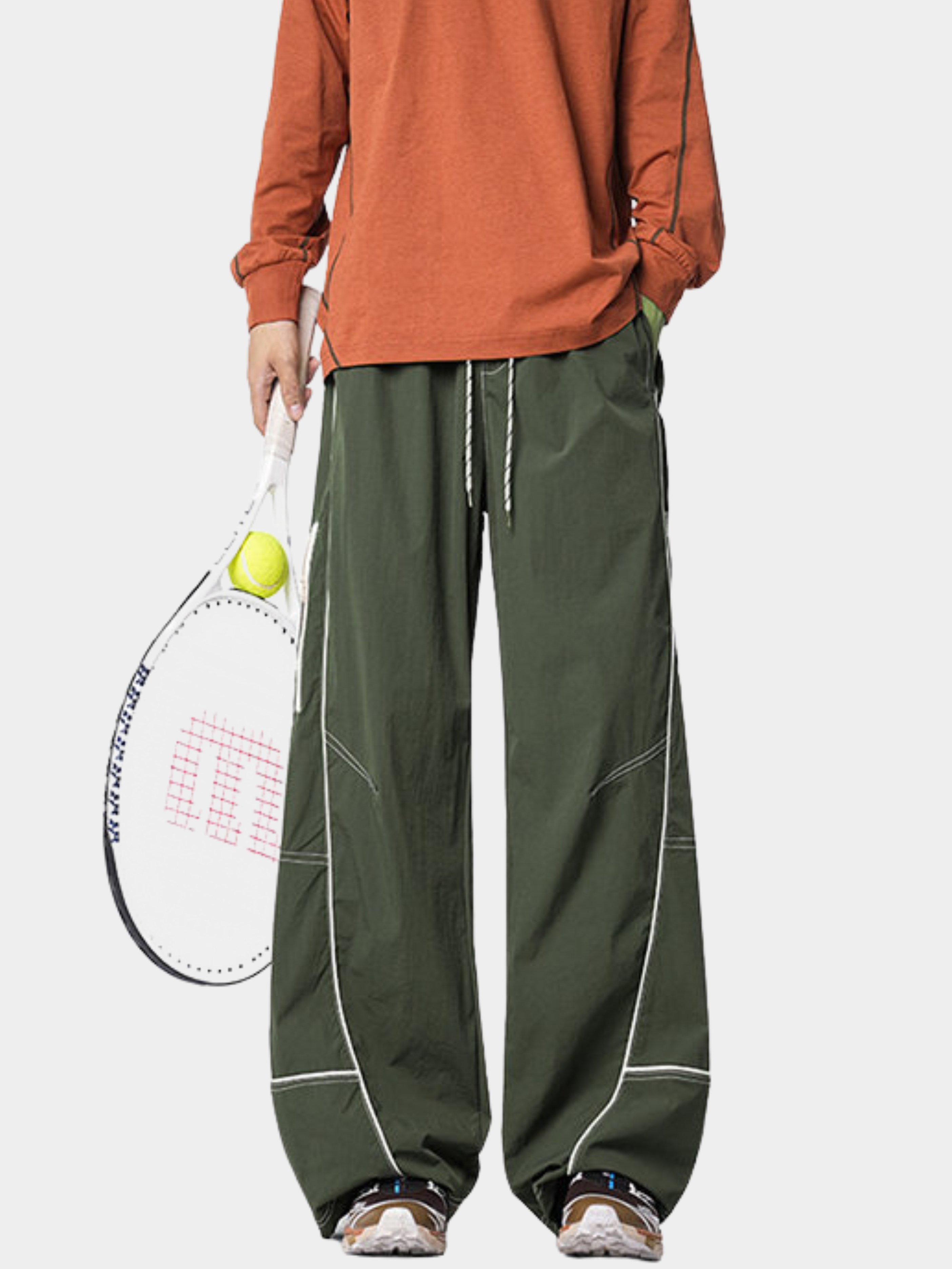 FoxView - Unisex Three-Proof Colorblock Striped Curved-Cut Pants