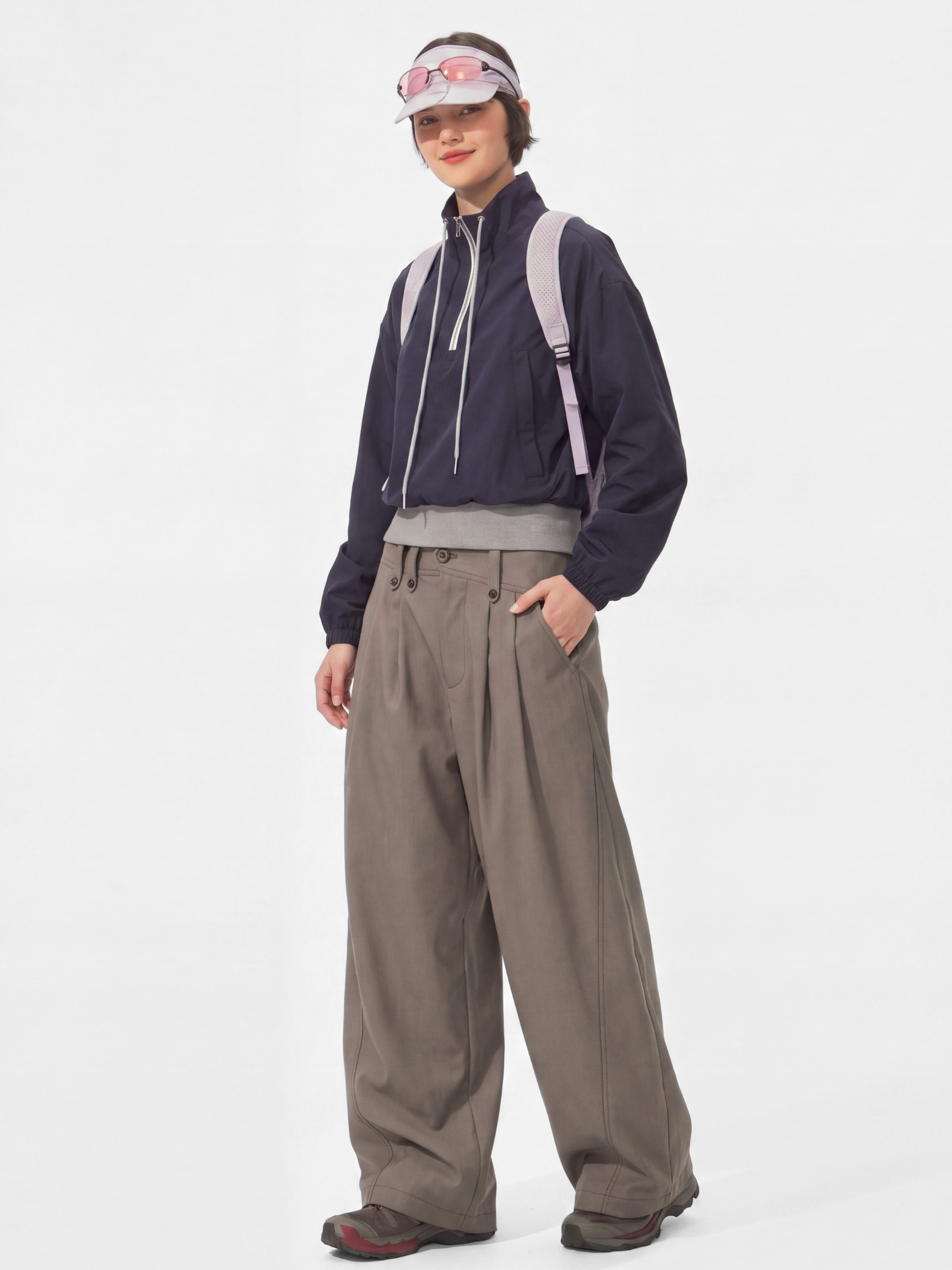 PleatCreek - Unisex Pleated Relaxed Draped Curved-Leg Pants