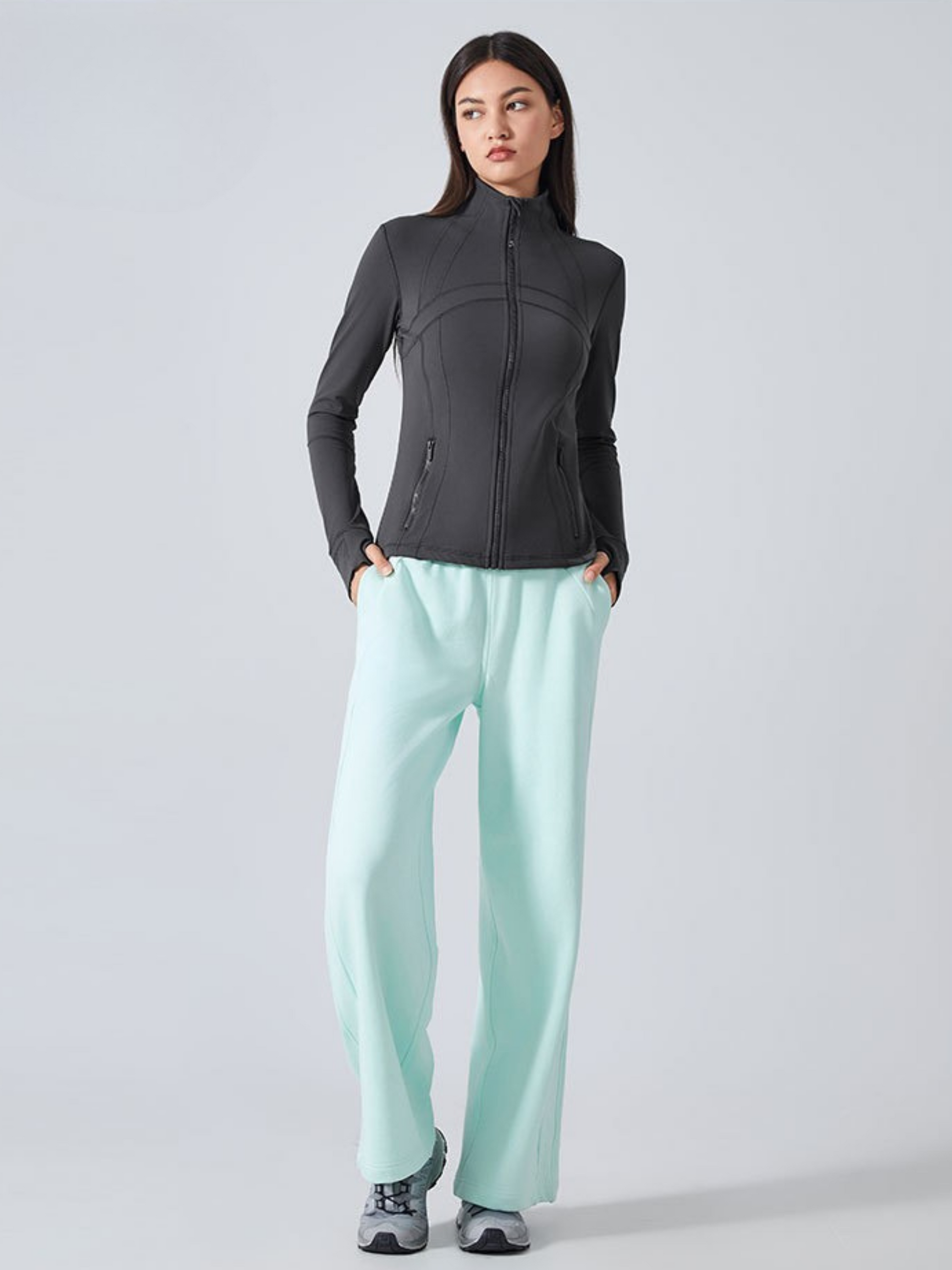 MesaPeak - Women's Fleece-Lined Slim-Fit Yoga Jacket with Thumbholes GONGGAR SPORTS