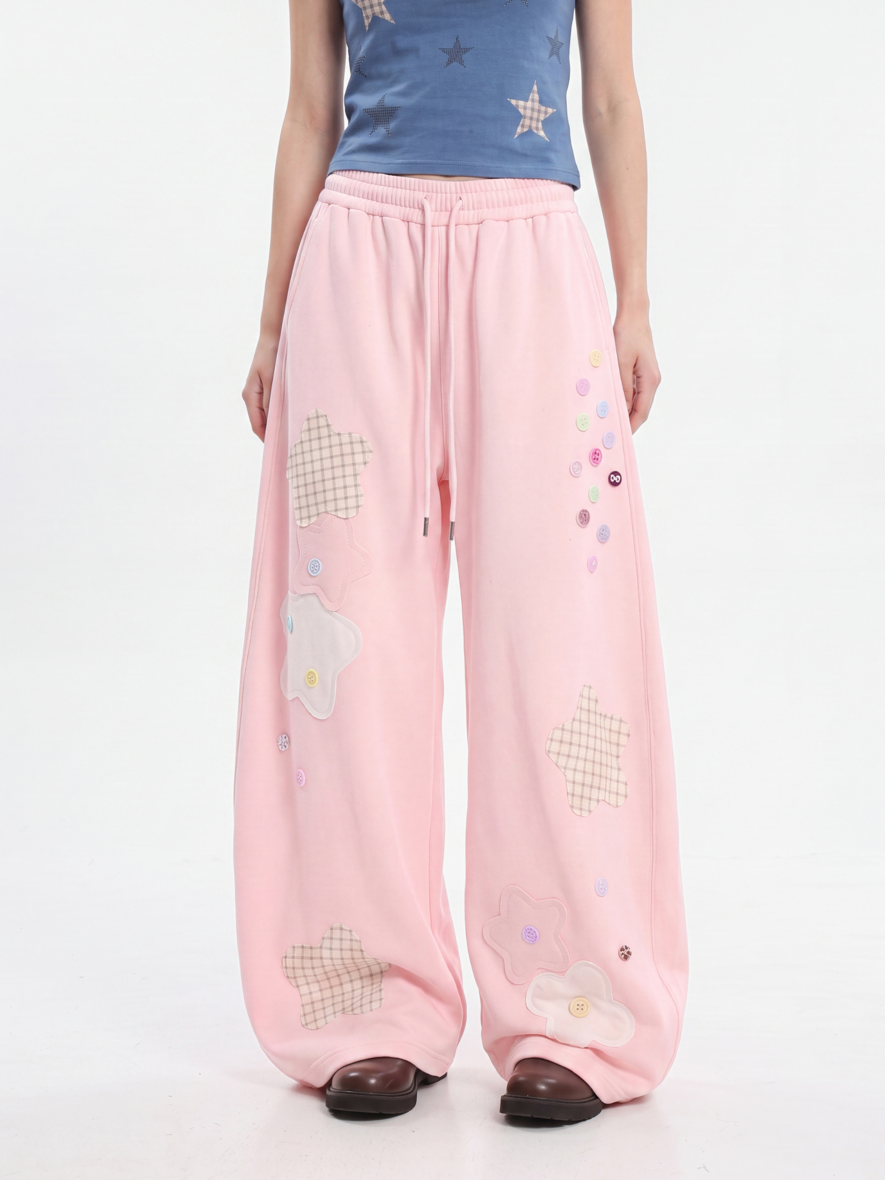 Radiance - Women's Star Patch Embroidered Relaxed Pants