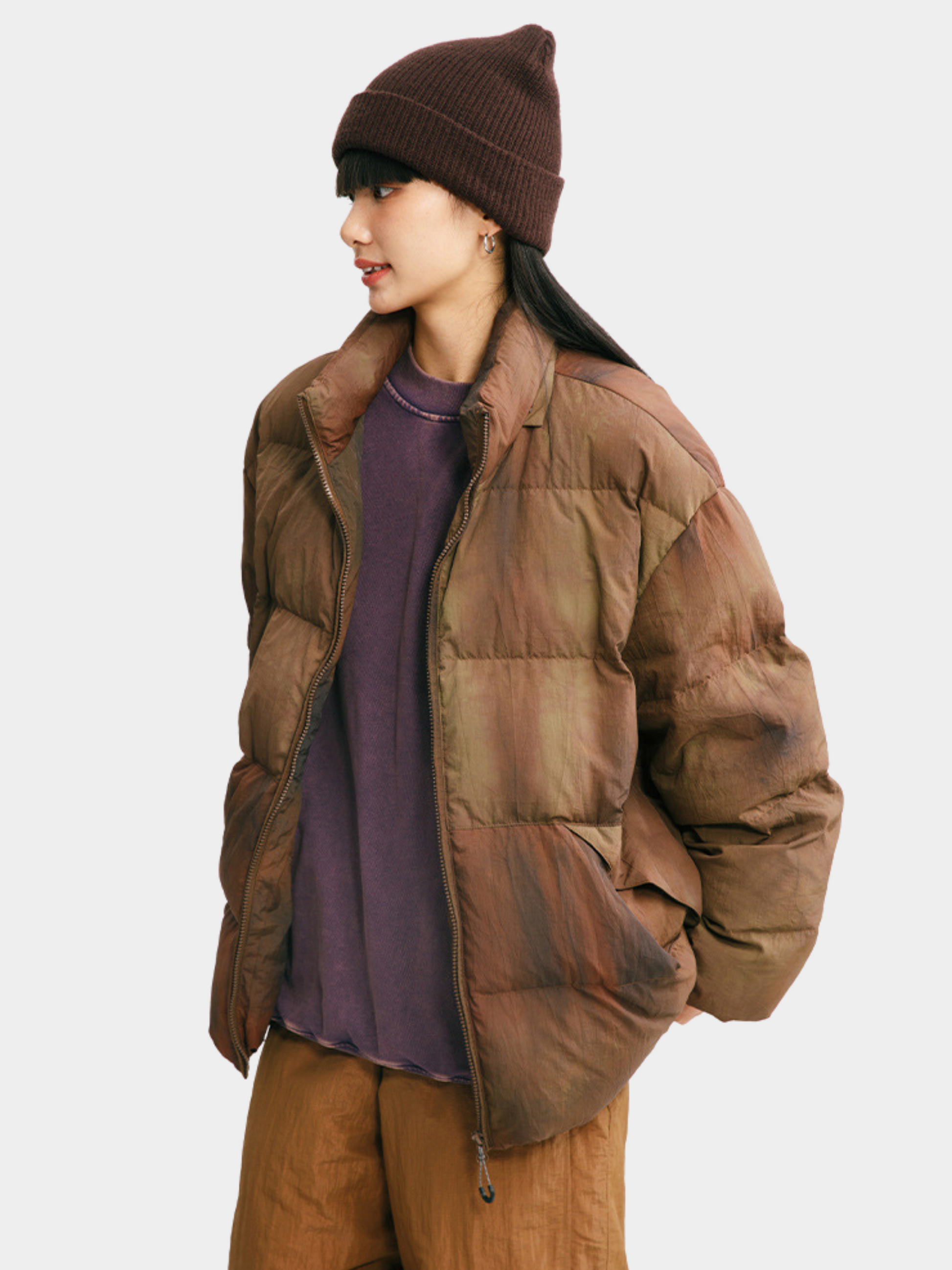 BluffTrail - Unisex 90% White Duck Down Tie-dye Detachable Hood Down Jacket GONGGAR SPORTS
