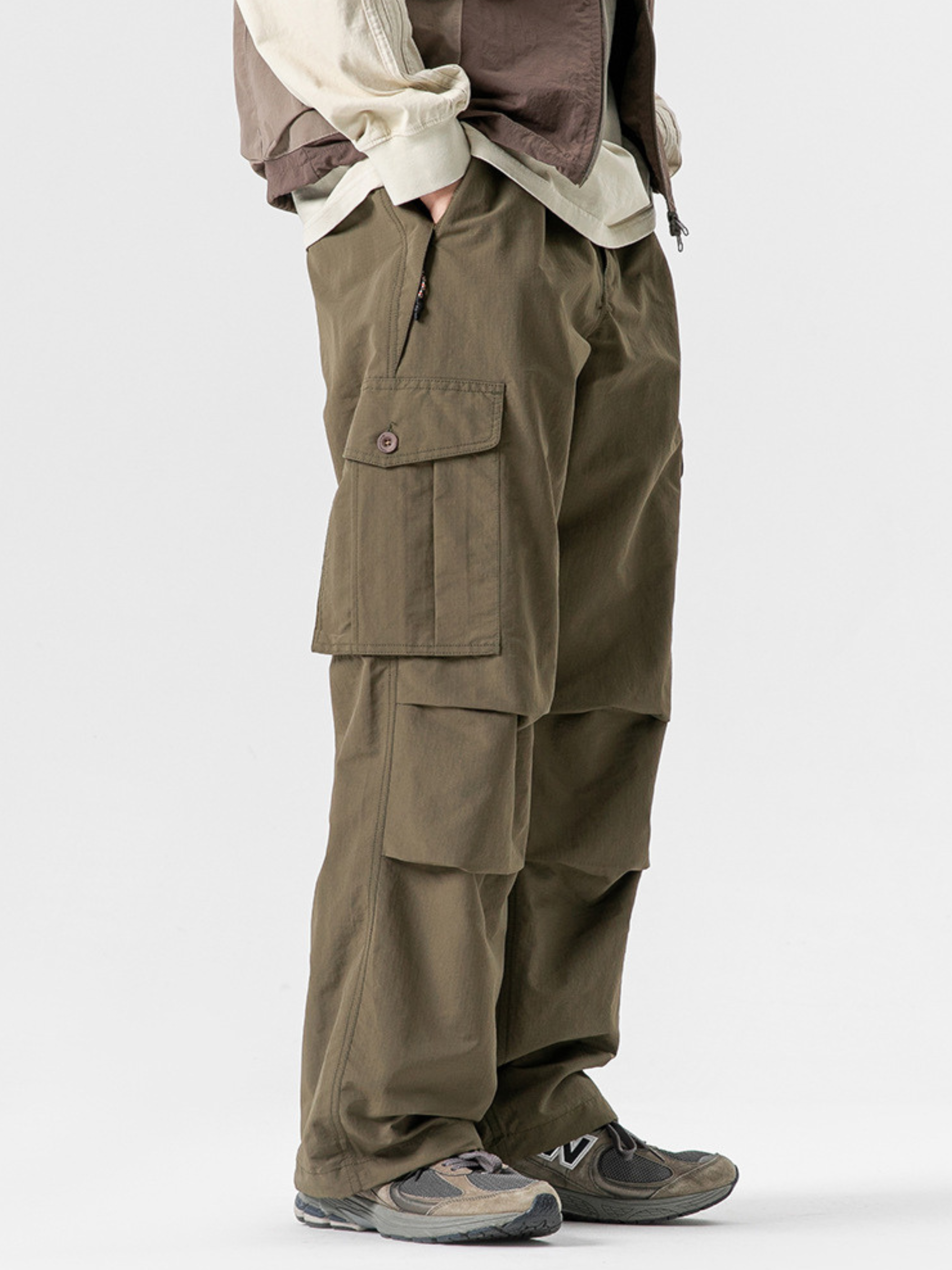 FoxPort - Unisex Loose Fit Fleece-Lined Paratrooper Pants