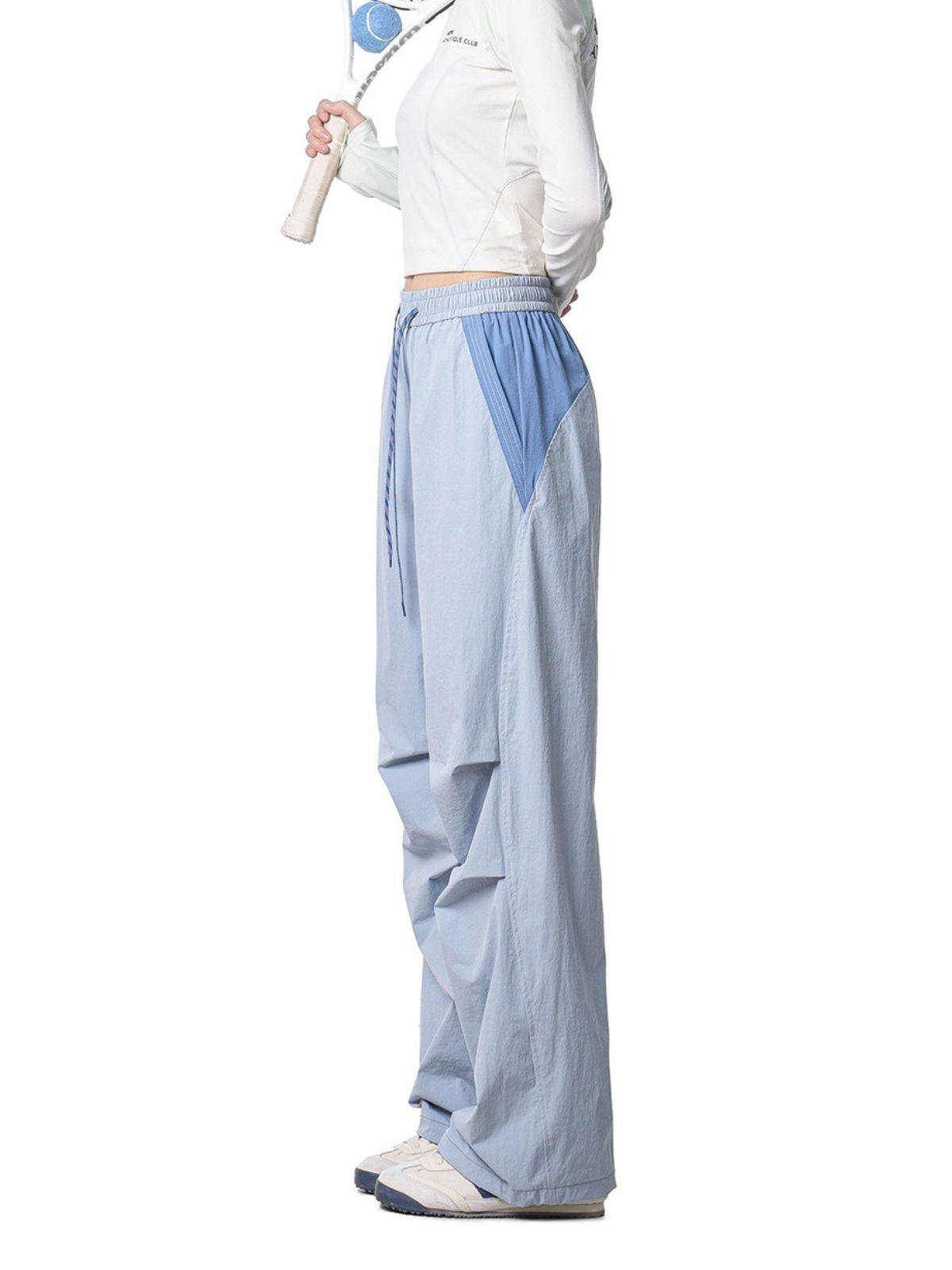 Crestwalk - Women's Geometric Cutline Pleated Paratrooper Pants