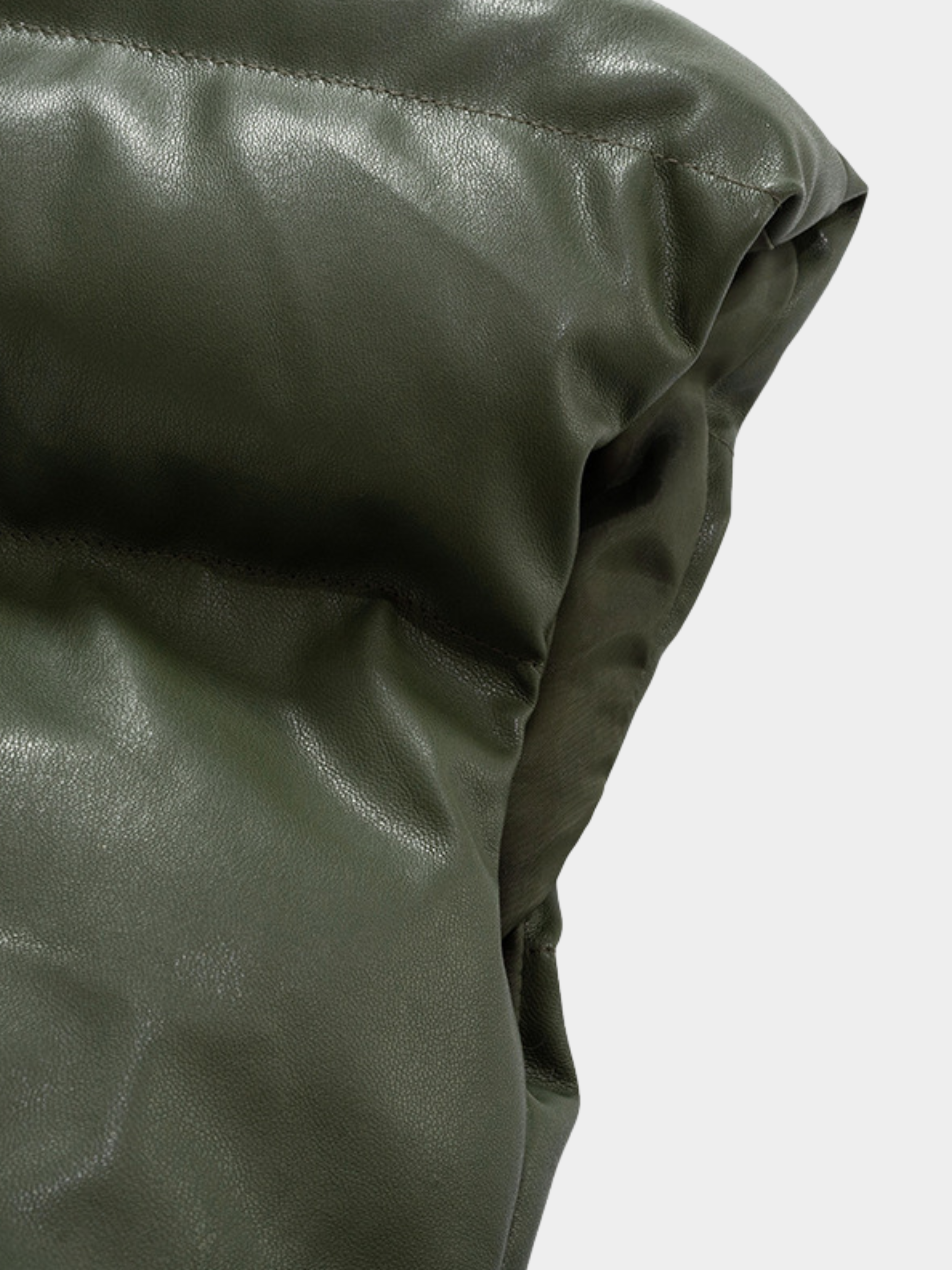 Snowscape - Women's Duck Down Padded Leather-Look Stand Collar Vest