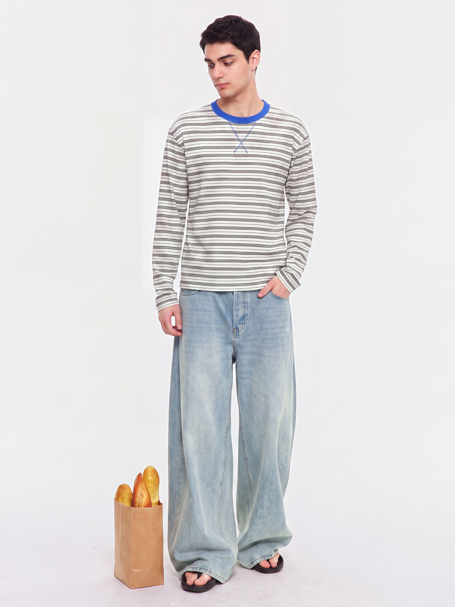 LineVeil - Unisex Contrast Stripe Layering Long Sleeve Top