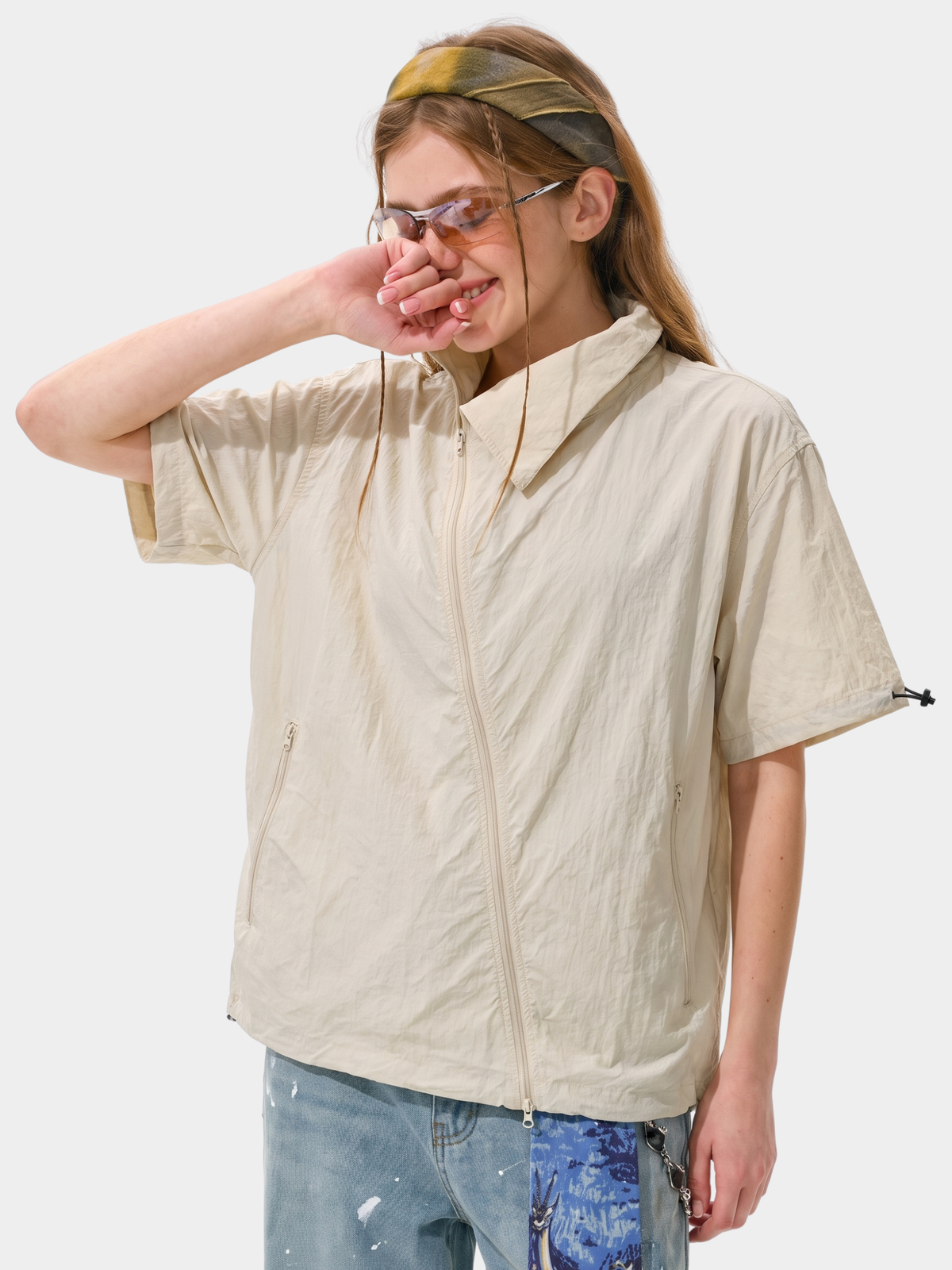 Cavevein - Asymmetric Zip Quick-Dry Stand Collar Shirt