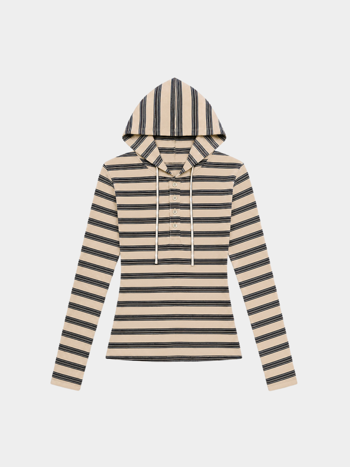 HueDrift - Women's Striped Slim Fit Hooded Base Layer Top