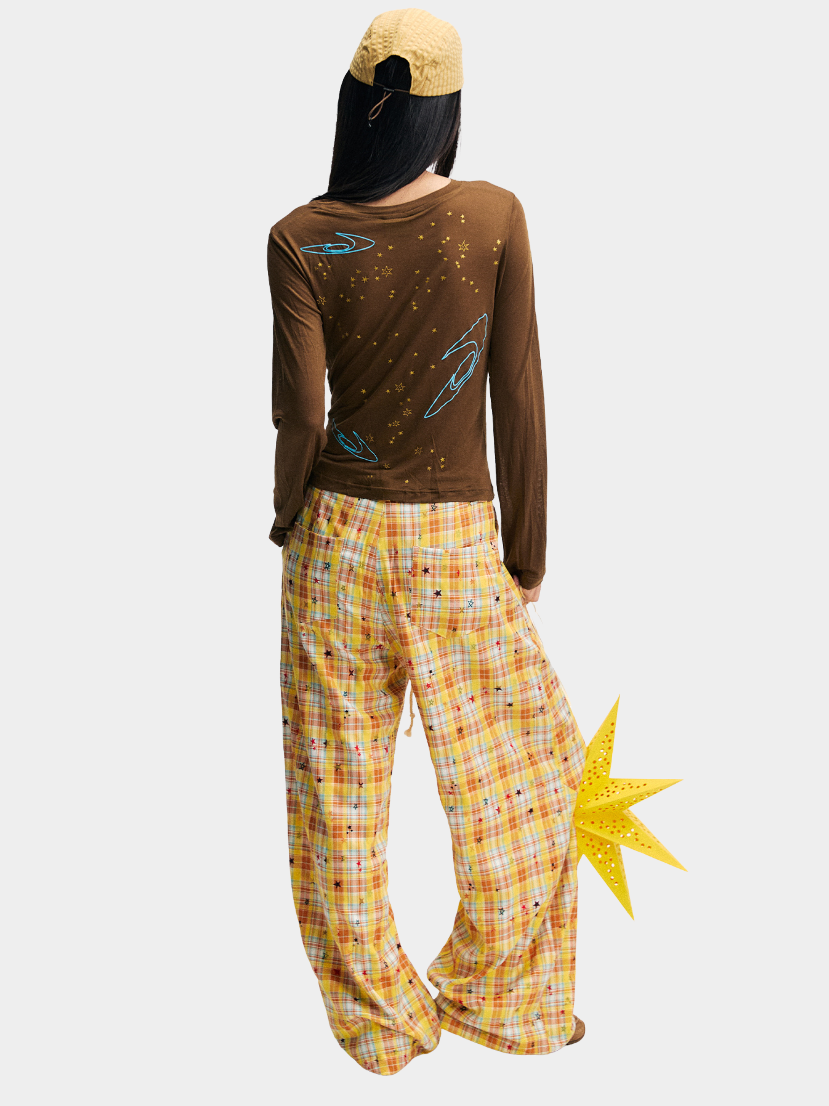 Ashbase - Women's Lightweight Lyocell Star Print Long Sleeve Top