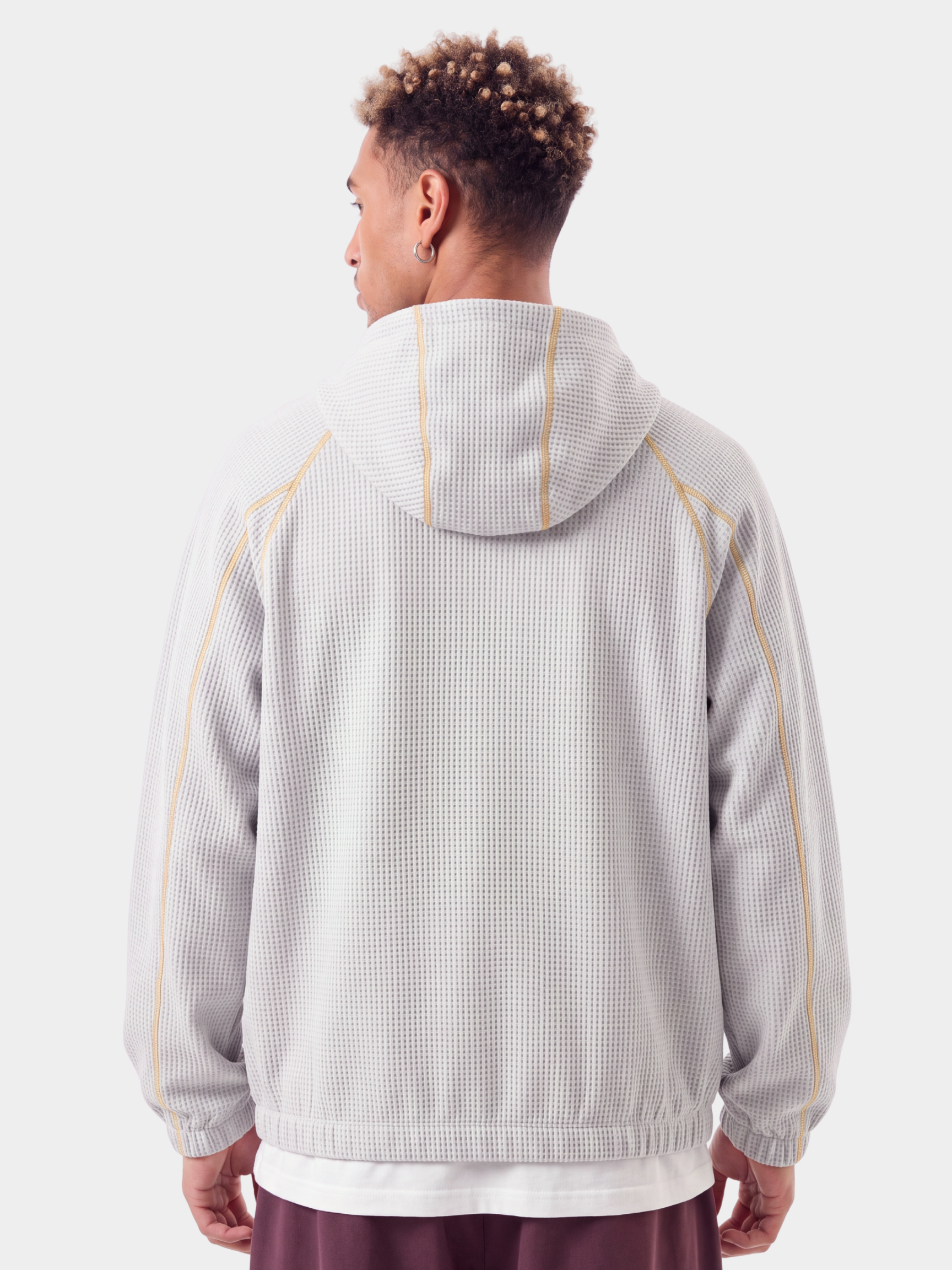 SplitVeil - Unisex Waffle Texture Contrast Stitch Zip-Up Jacket