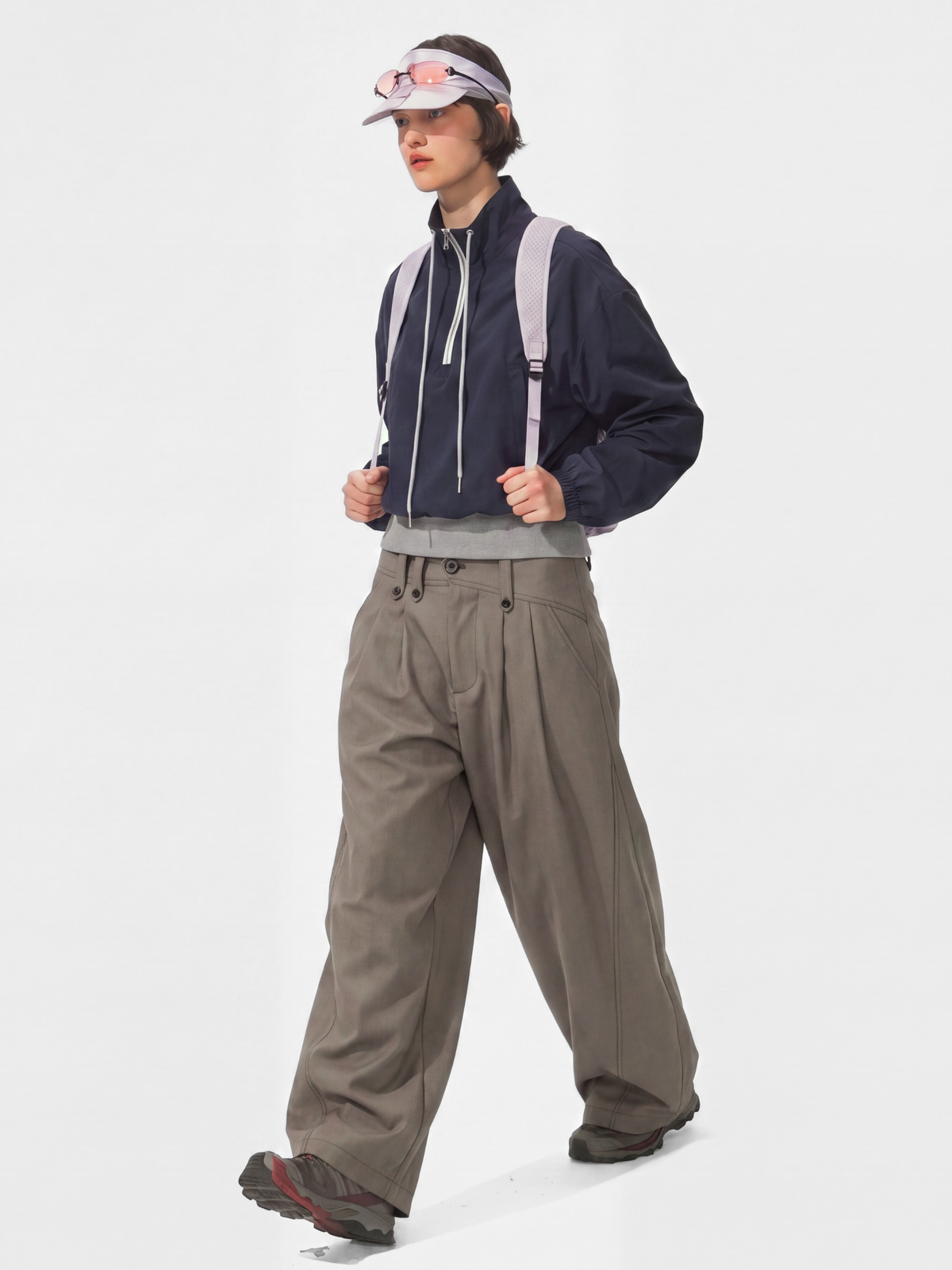 PleatCreek - Unisex Pleated Relaxed Draped Curved-Leg Pants