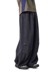 Reachpeak - Rivet-Detail Pleated Draped Paratrooper Sweatpants