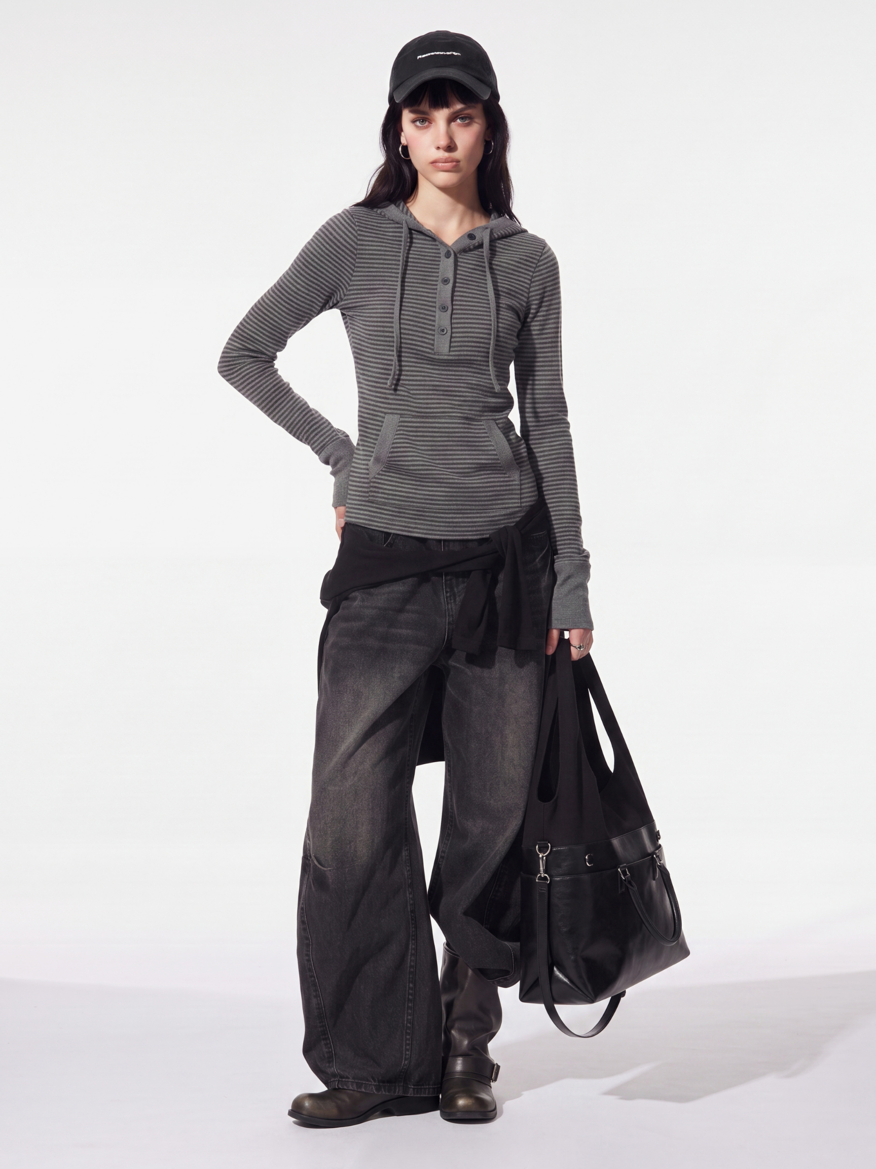 SlimDrift - Women's Striped Slim-Fit Hooded Long Sleeve T-Shirt