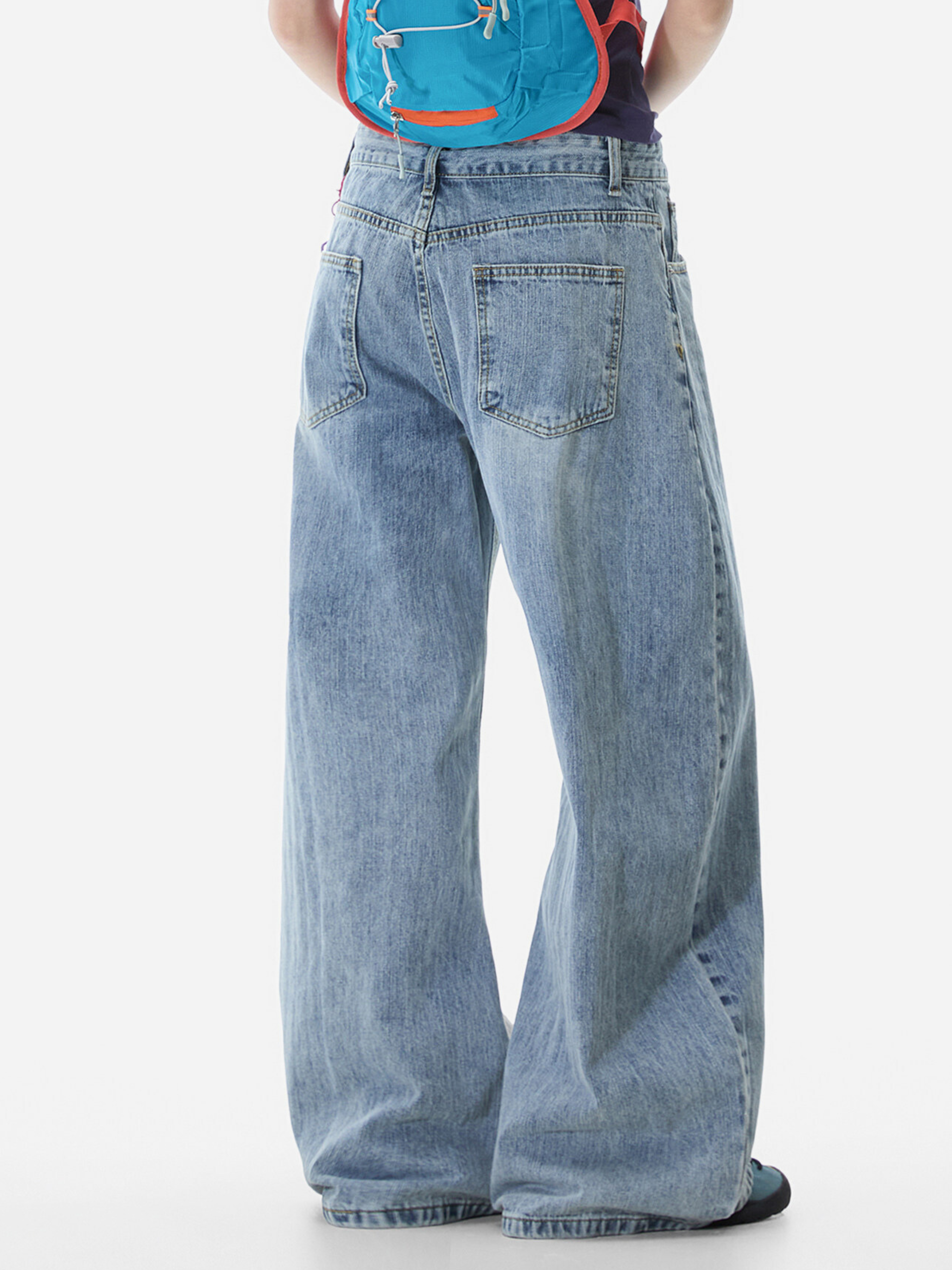 LowFell - Women's Washed Relaxed Straight-Leg Denim Jeans