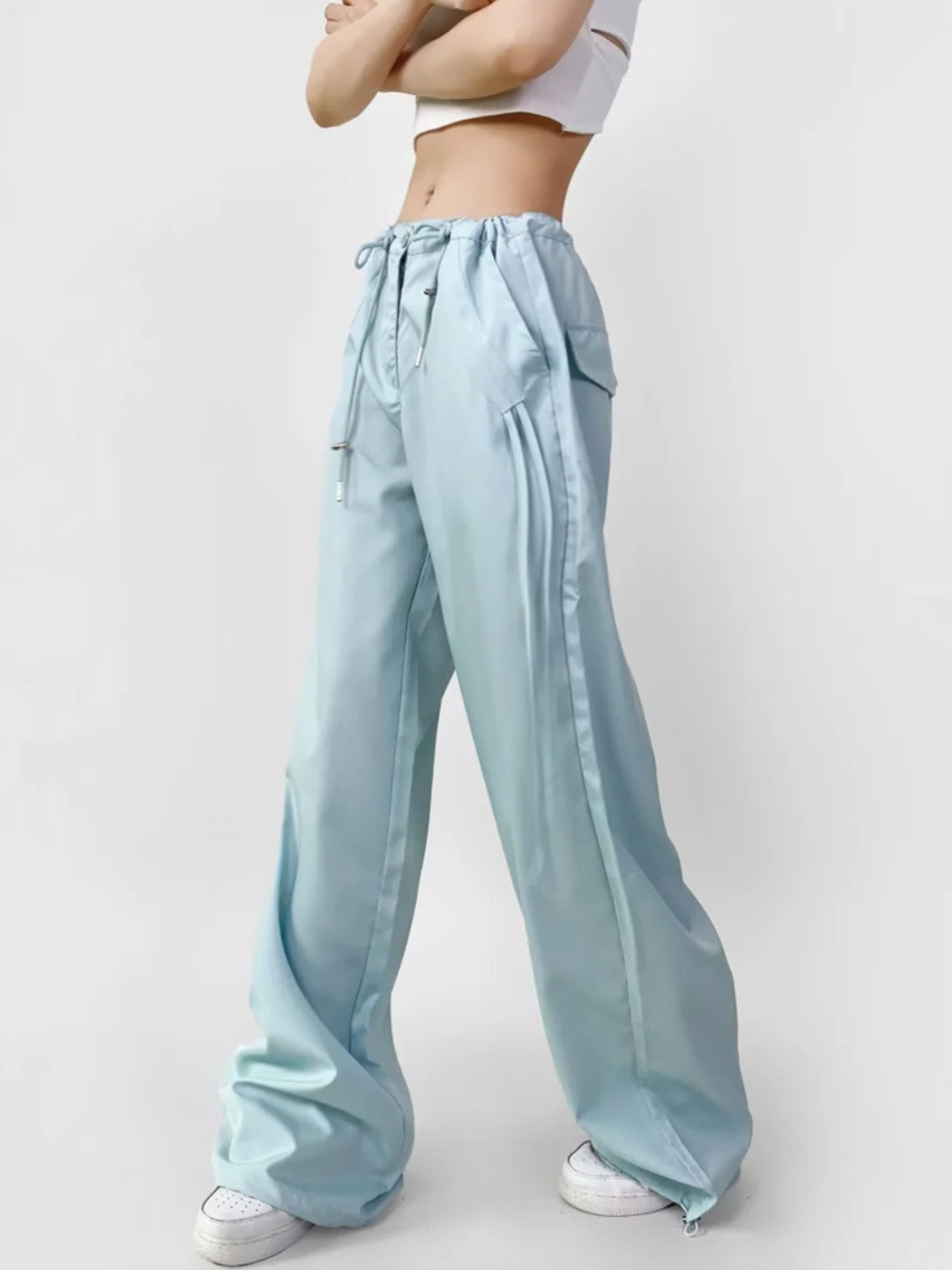 ThornPath - Women's Drawstring Tie Double-Pocket Loose-Fit Pants