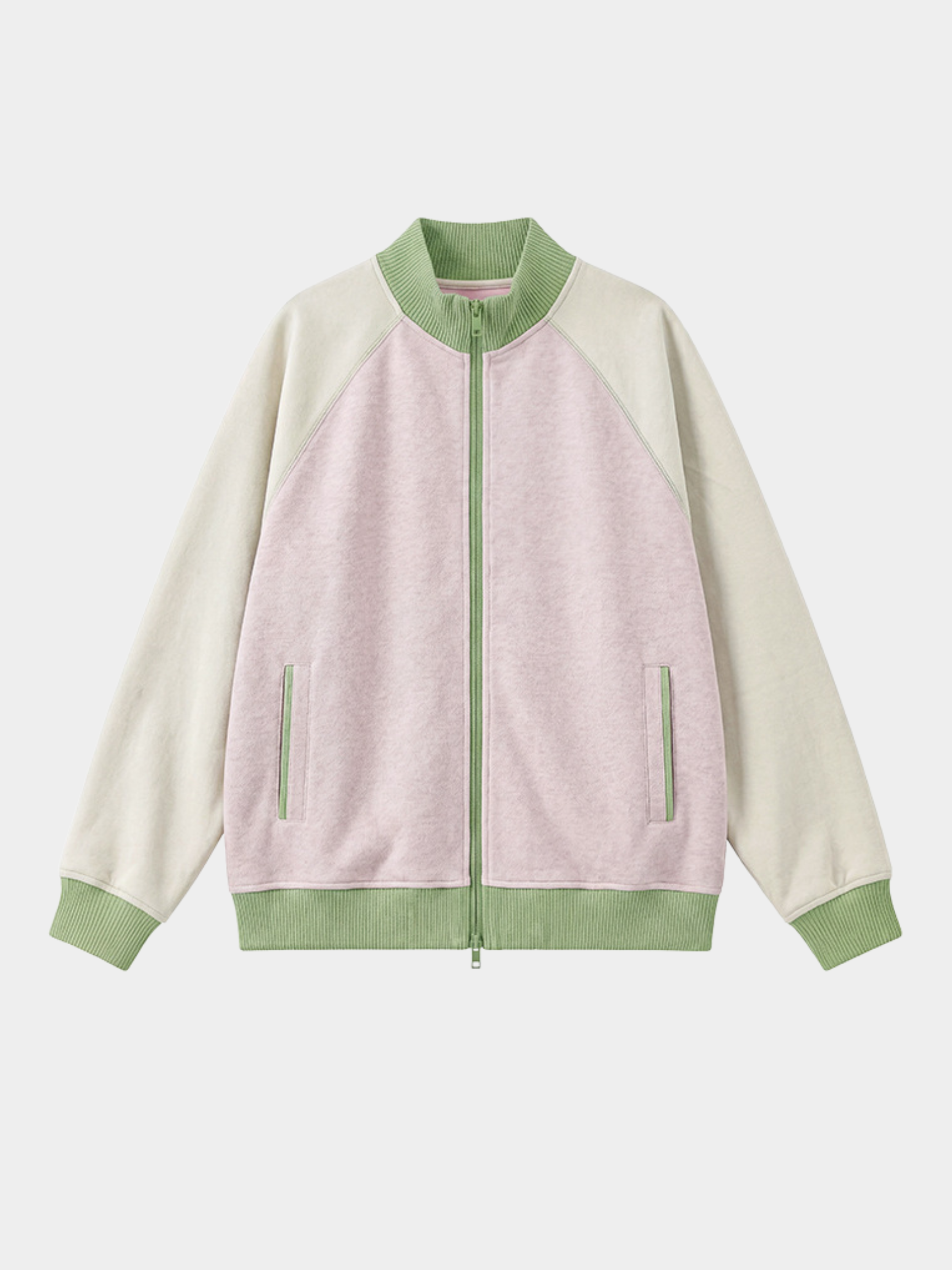 EdgeDrift - Unisex Color-Block Raglan Stand Collar Zip Jacket