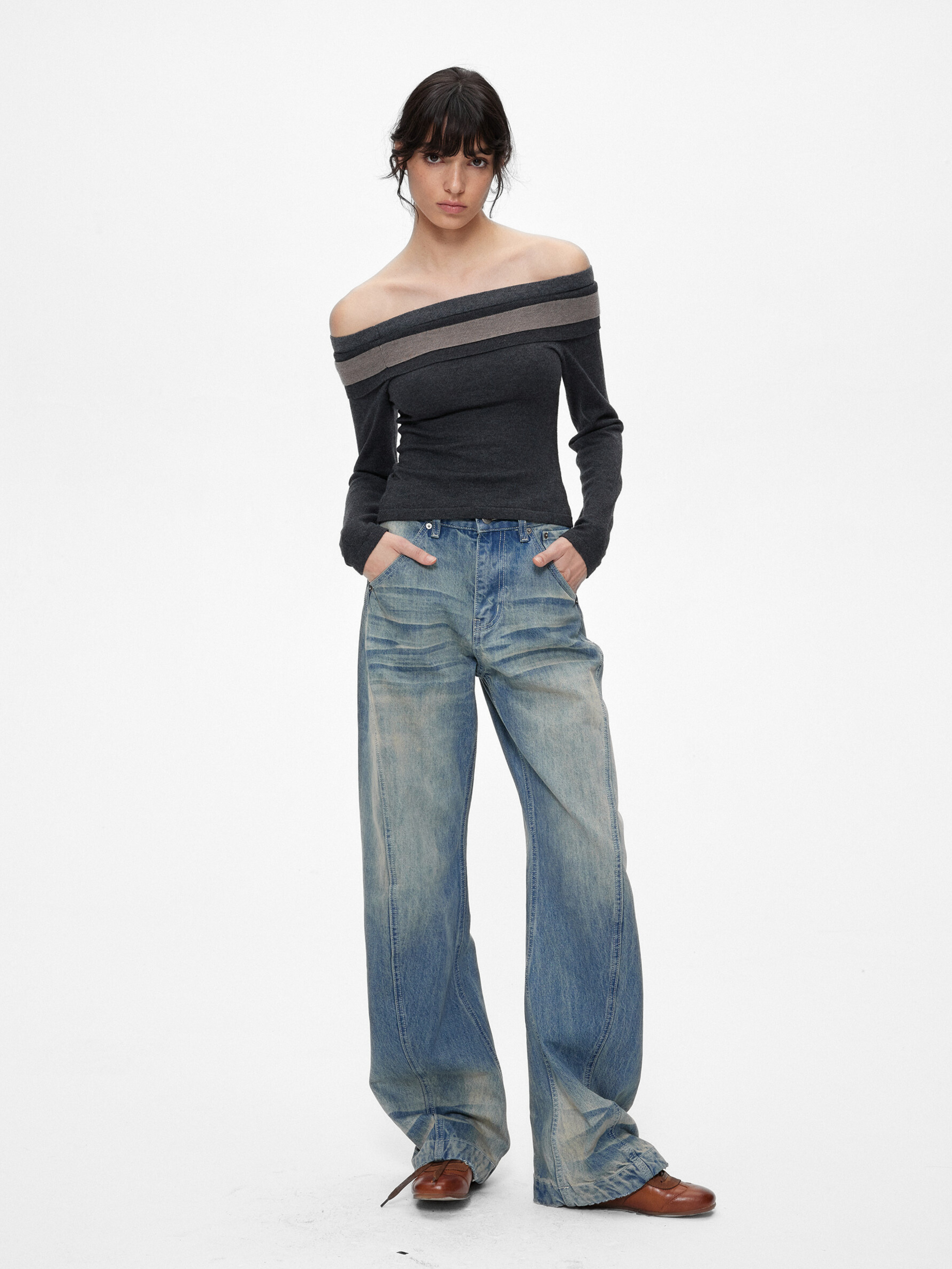 Ironwood - Women's Color-Block Off-Shoulder Knit Slim-Fit Top