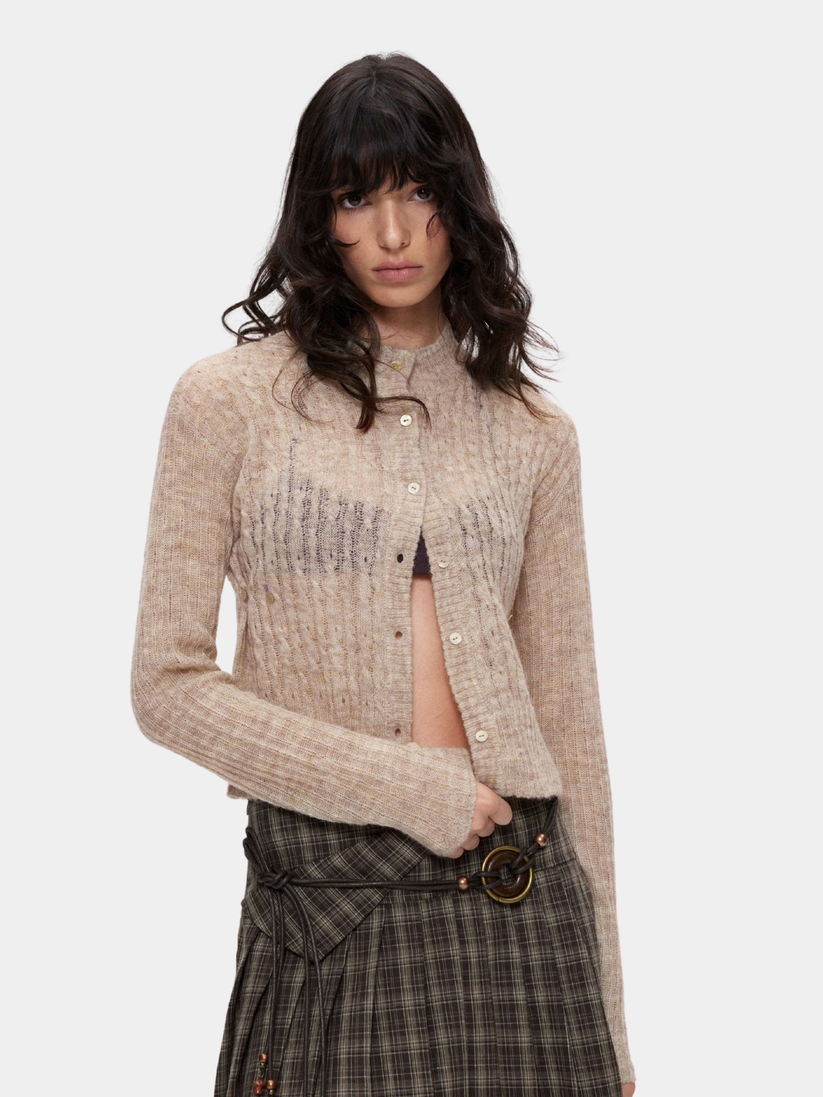 Ashglow - Women's Wool-Mohair Blend Buttoned Sweater