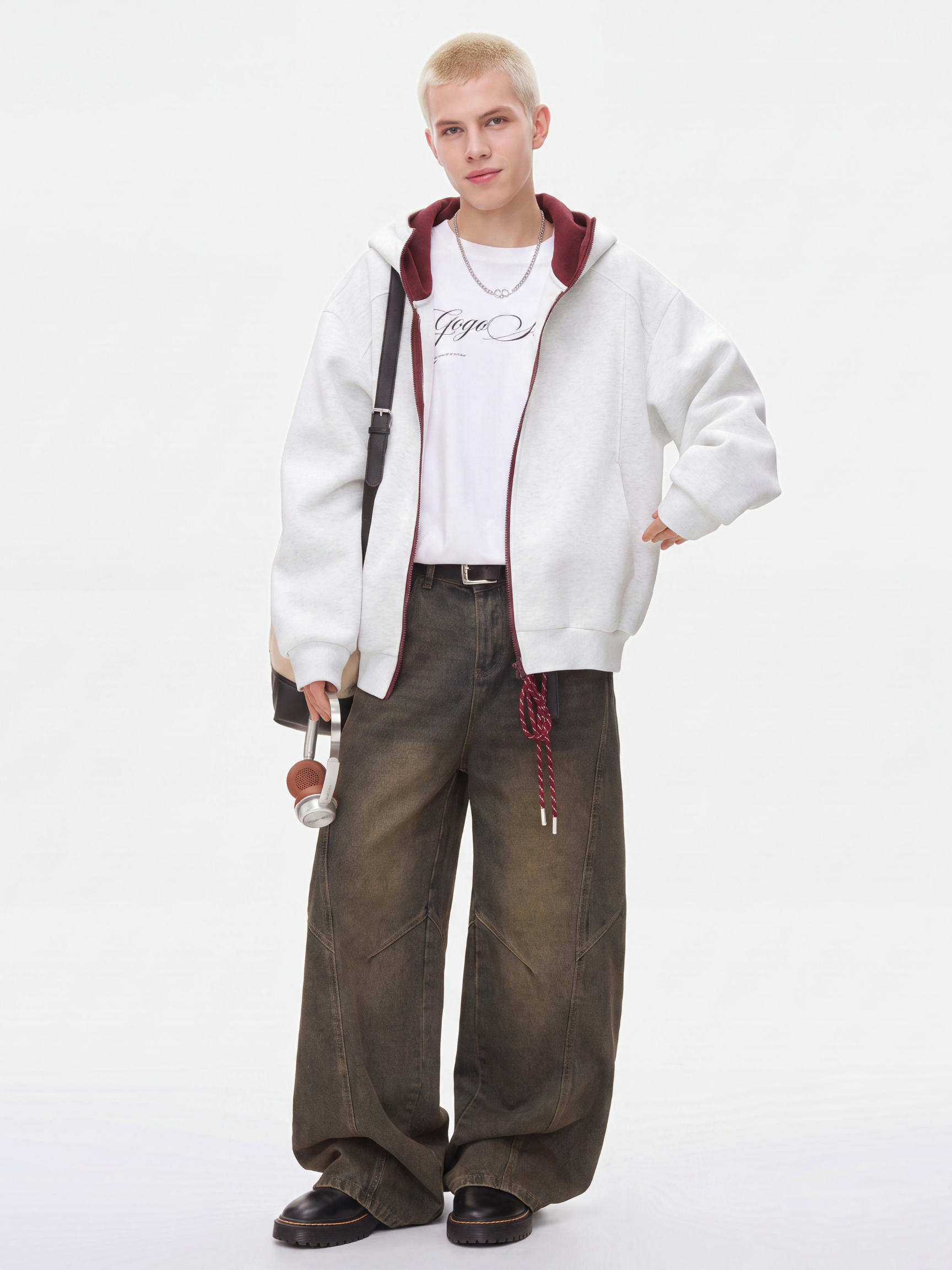 NeckVeil - Men's Contrast Color High Neck Zip-Up Jacket